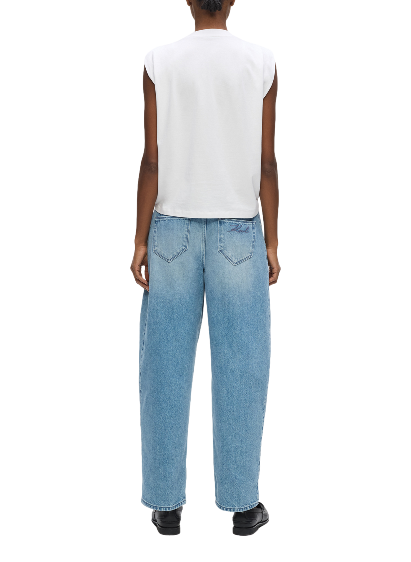 Pantalón ancho de algodón KARL LAGERFELD Azul