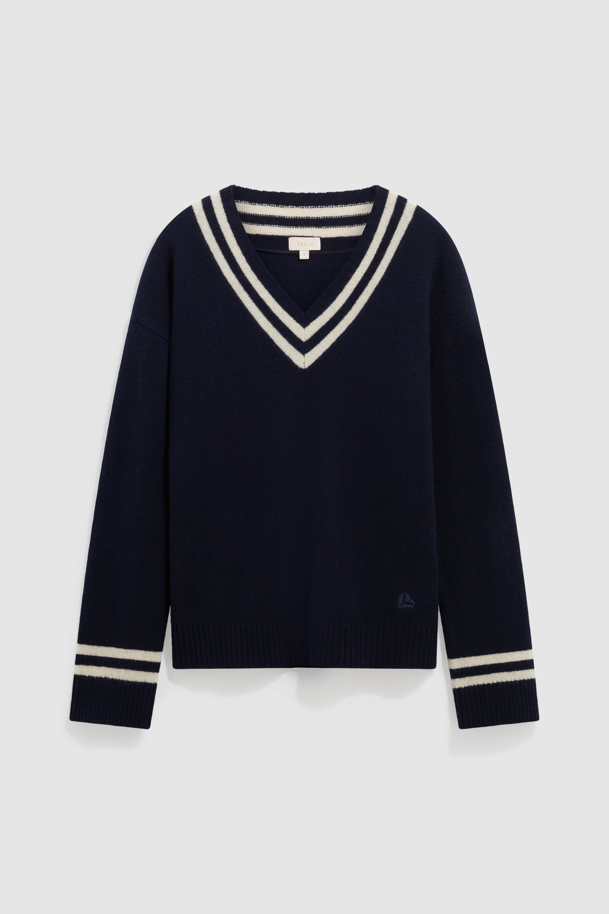 Pull col v en laine bicolore - rosabel PABLO Bleu