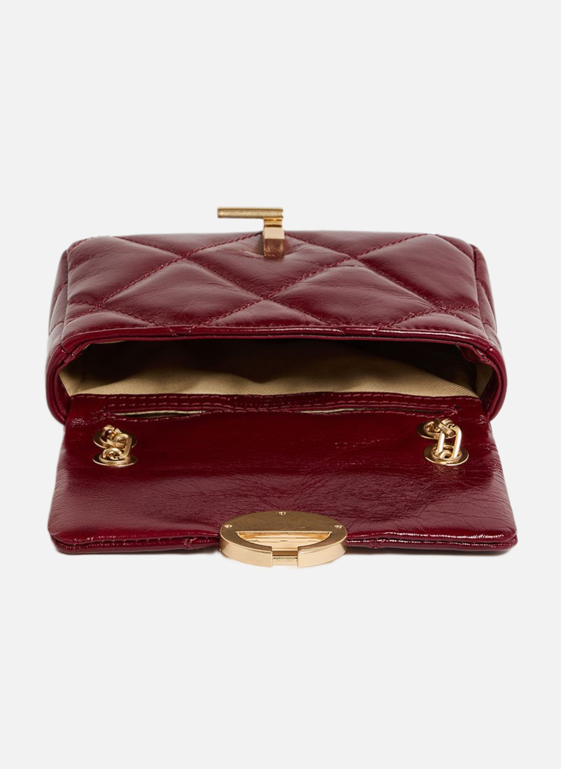 Petit sac moon en cuir craquelé VANESSA BRUNO Rouge