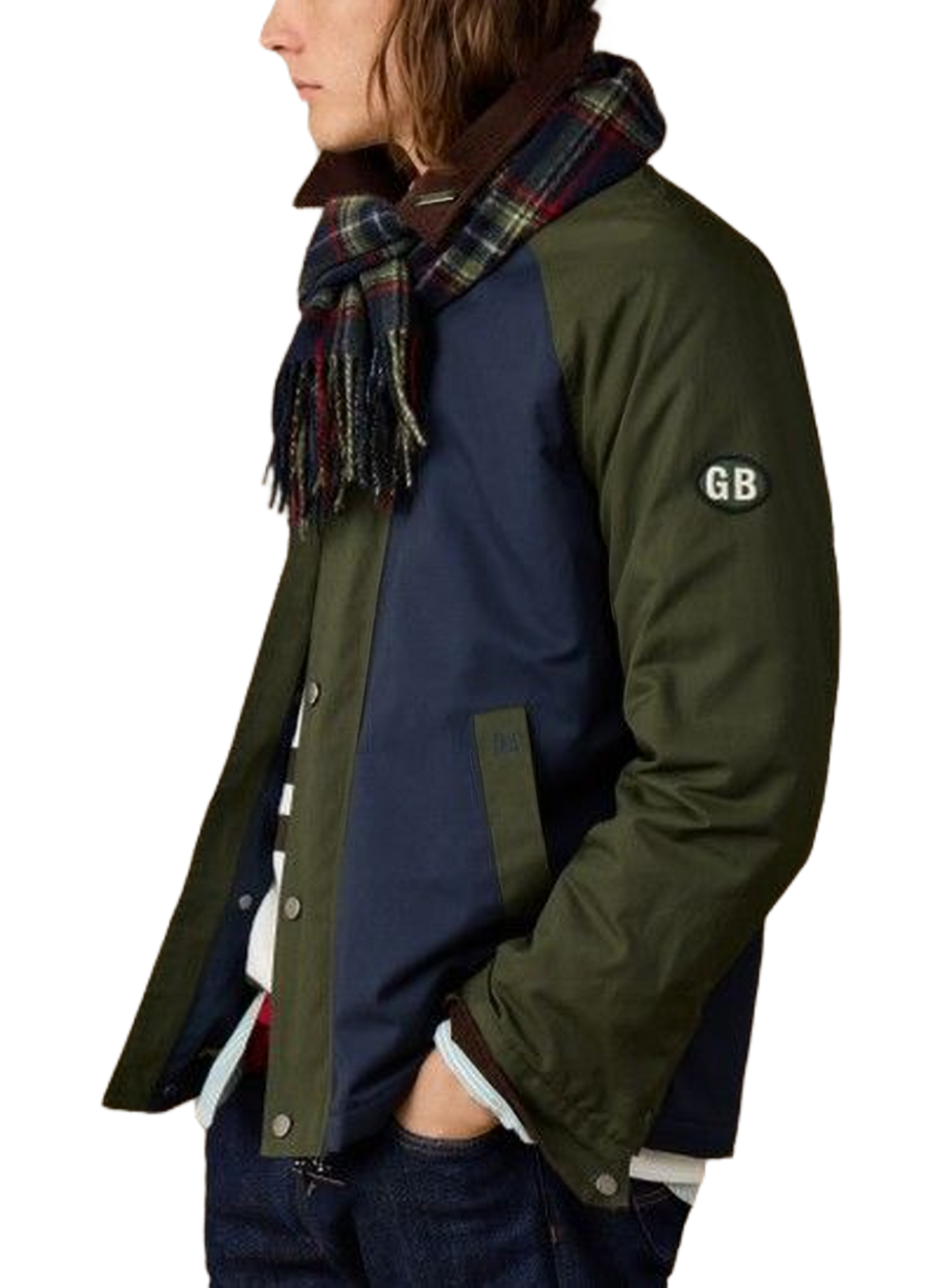 Straight-cut jacket with a ribbed collar in a cotton blend HACKETT Blue