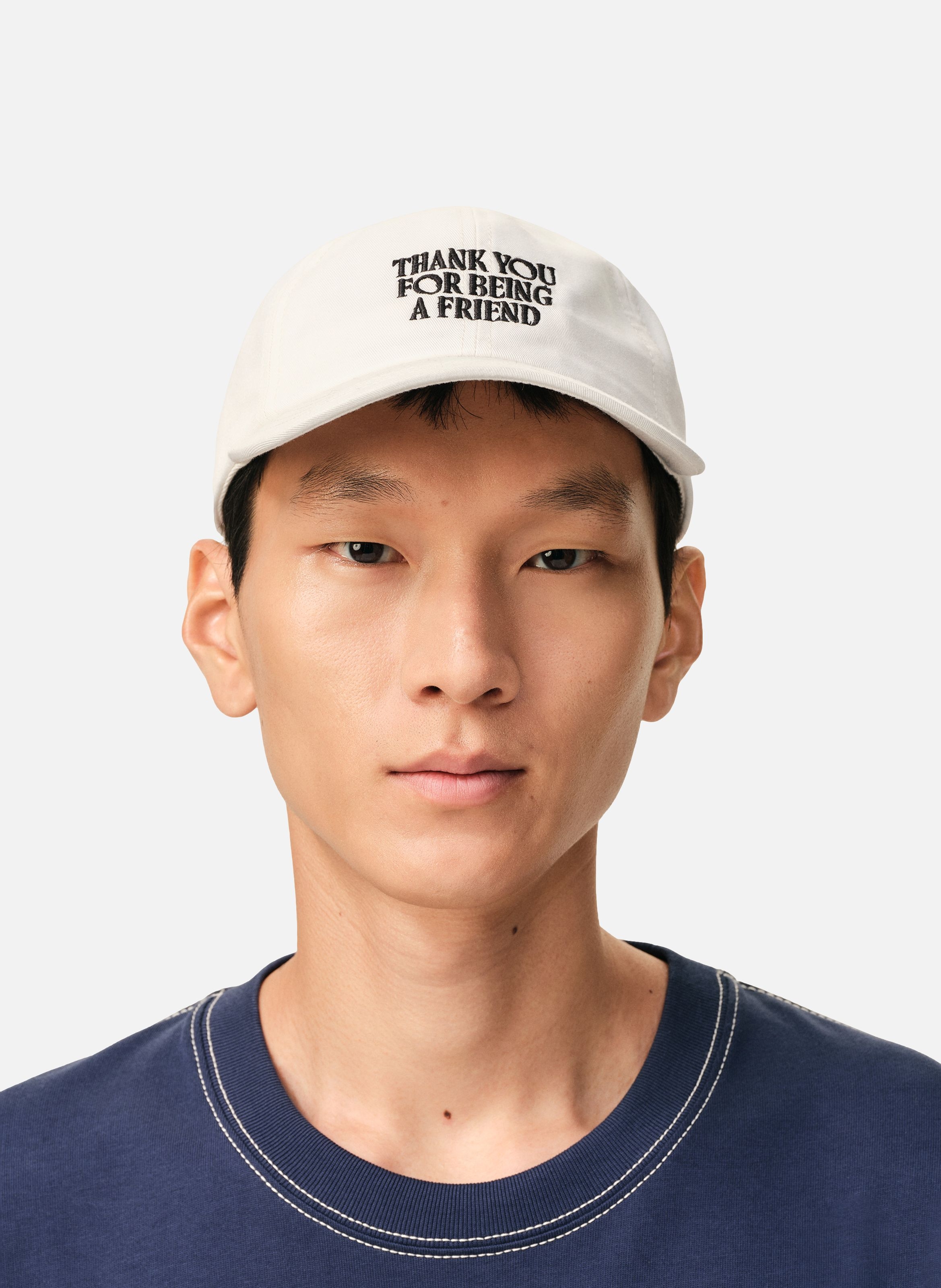Casquette broderie thank you for being a friend unisexe en coton AMI PARIS Blanc
