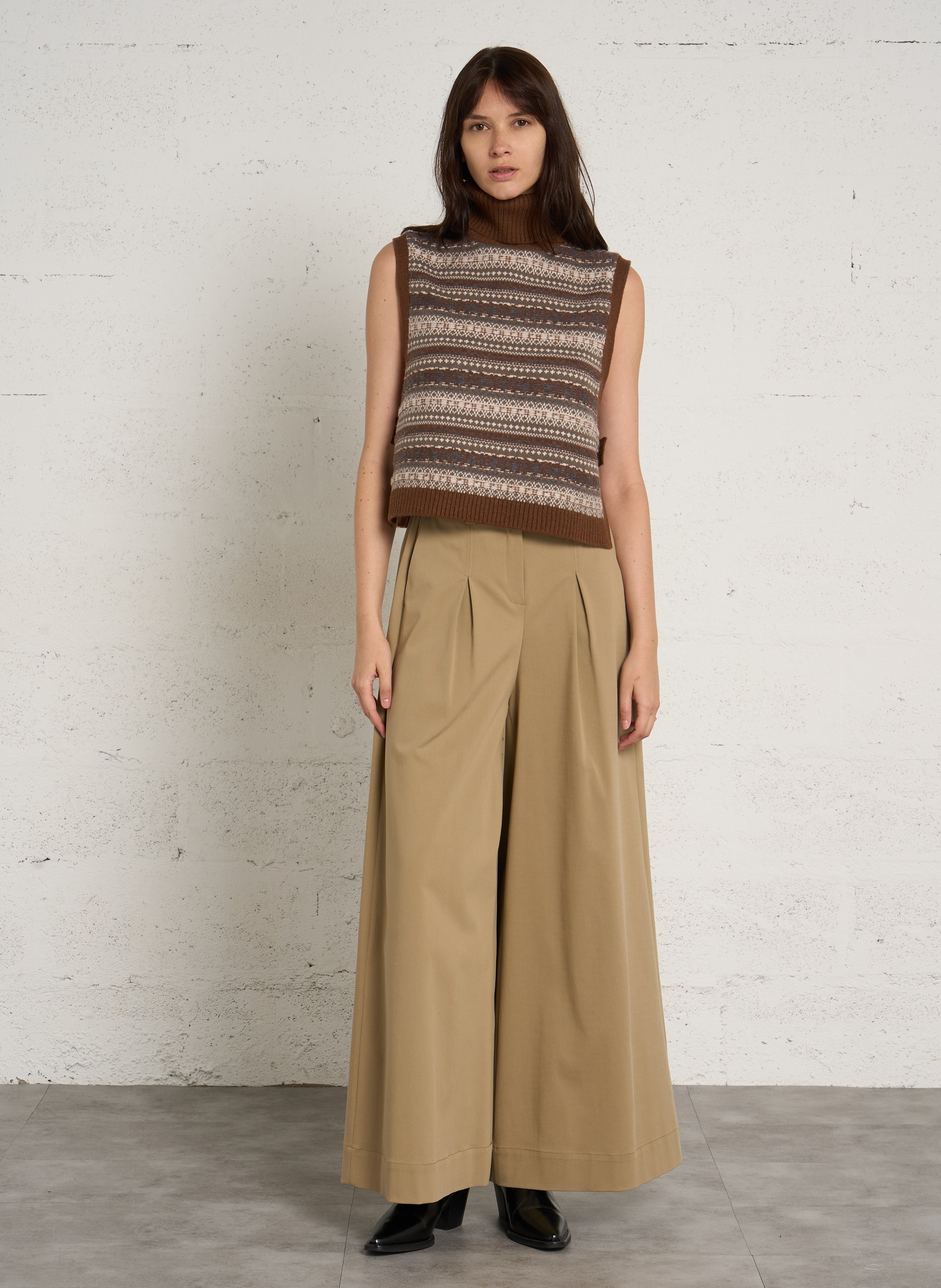Pull oversize col roulé en laine reinette MAISON 123 Marron
