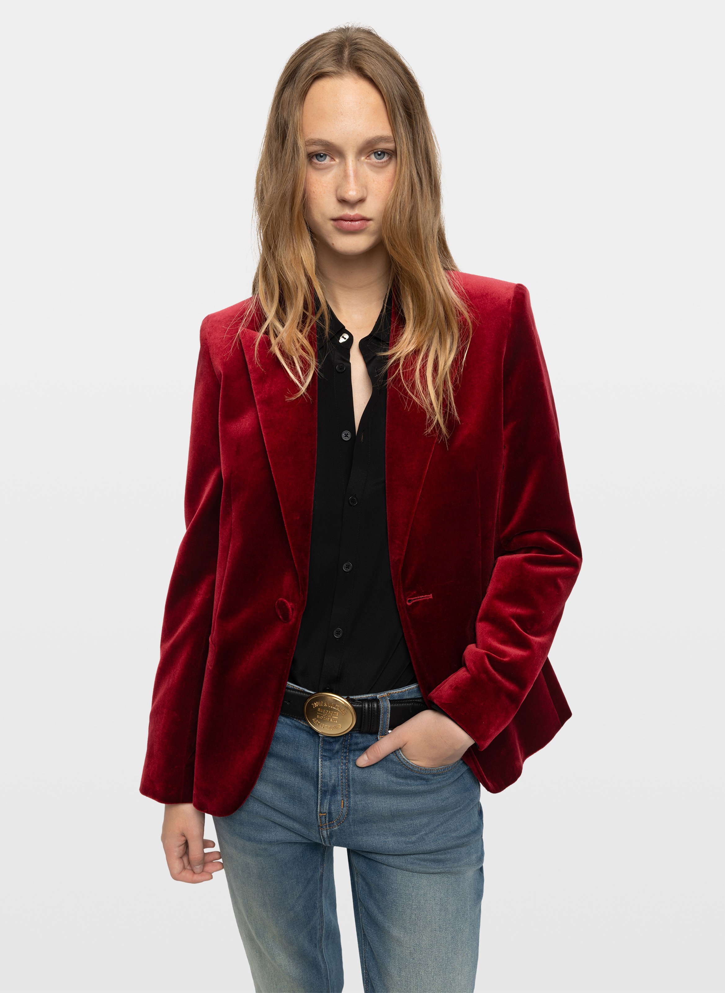 Aansluitend fluwelen katoenen blazer. ZADIG&VOLTAIRE Rood