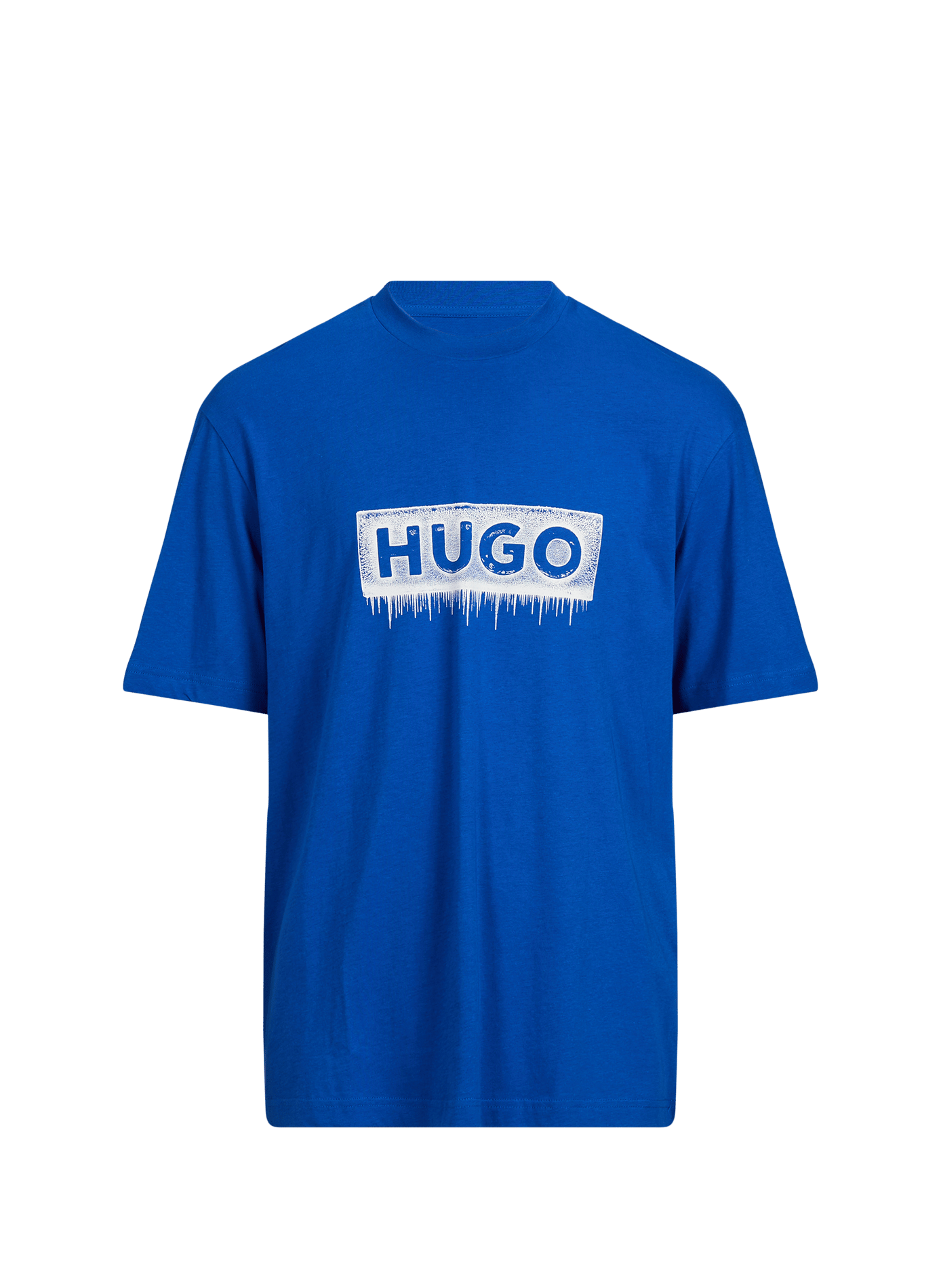 Straight-fit crew-neck T-shirt with screen print HUGO BLUE Blue