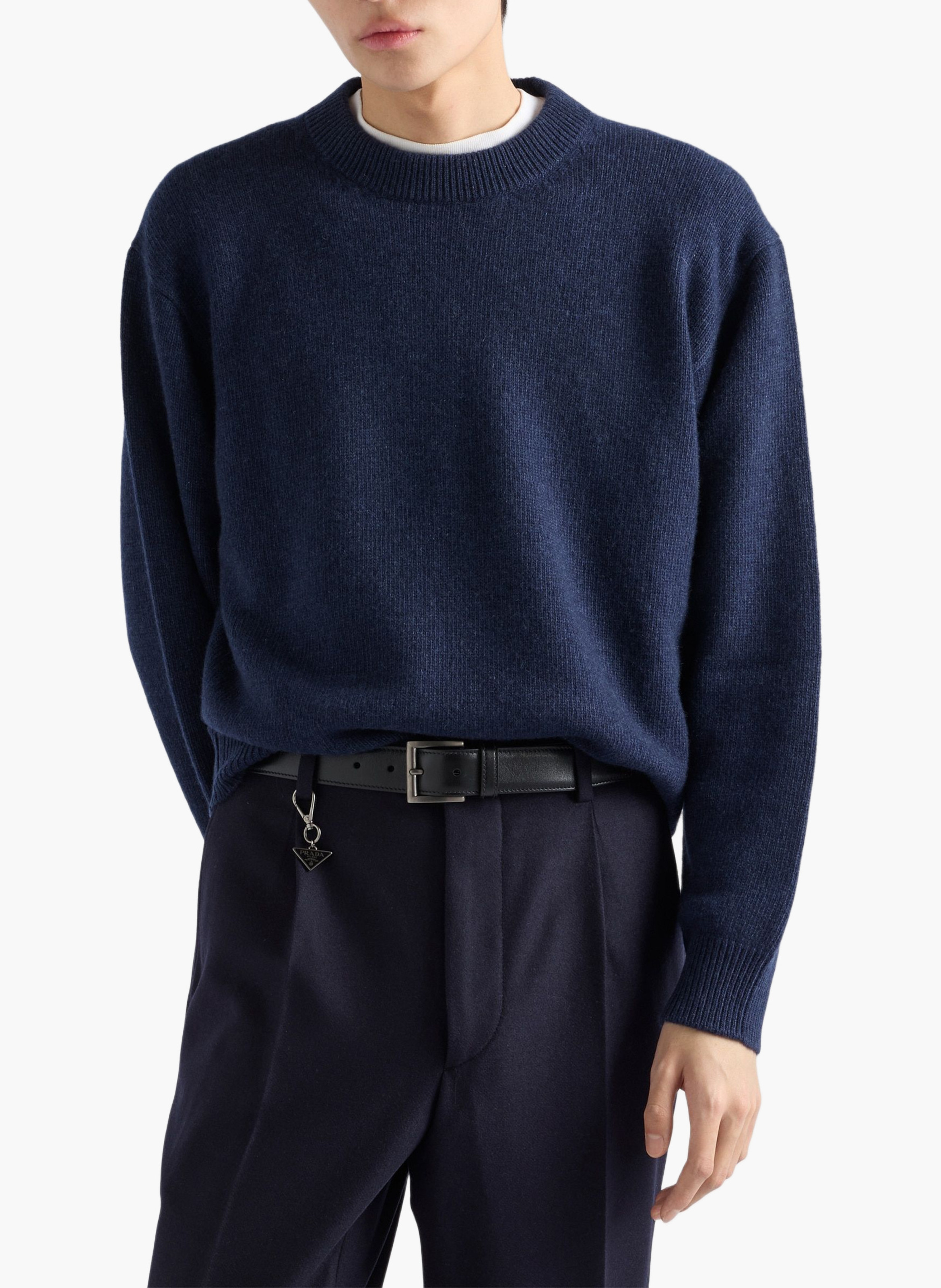 Pull à col rond en re-cashmere PRADA Bleu