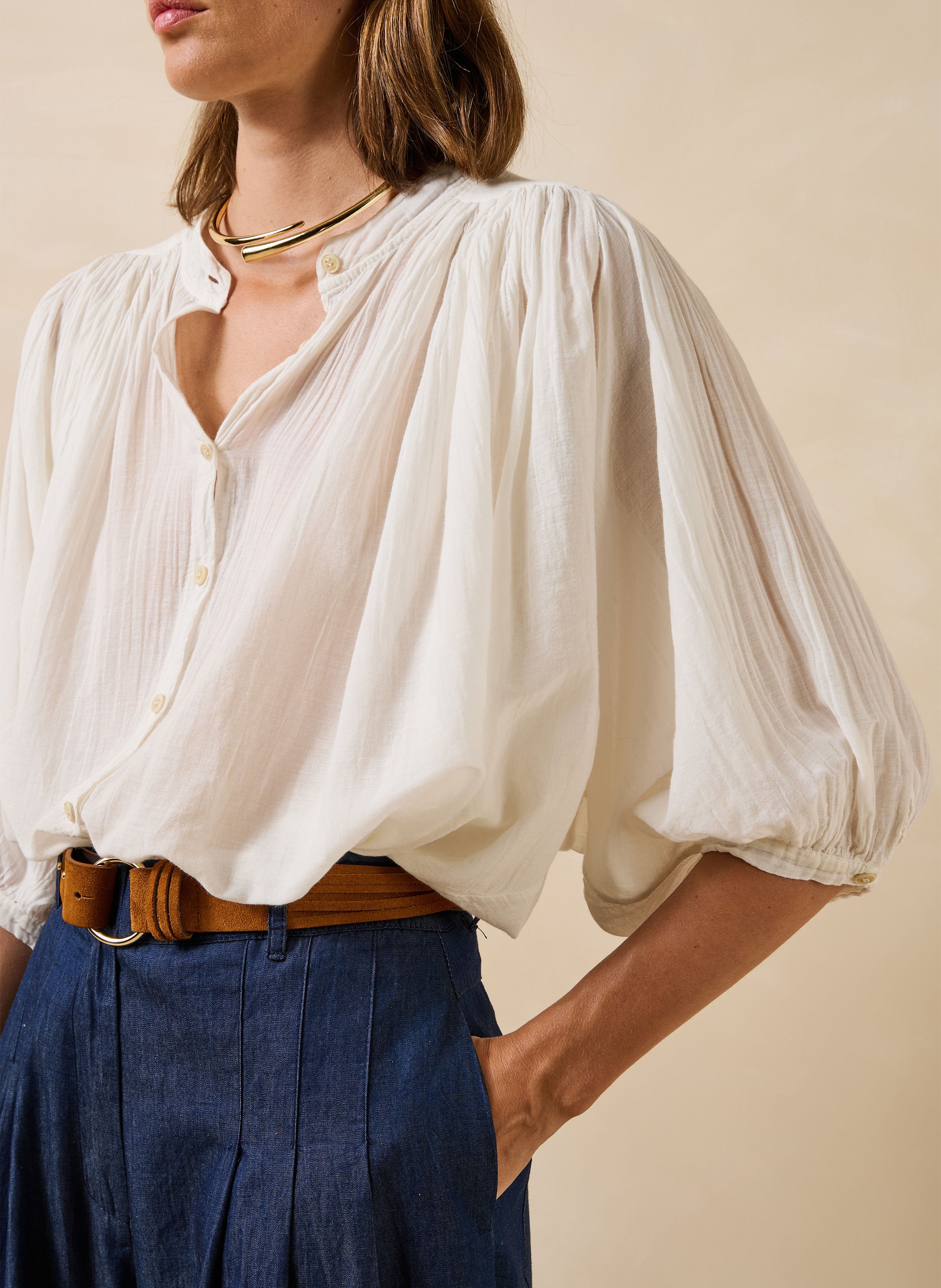 Oversized katoenen overhemd LA FEE MARABOUTEE Wit