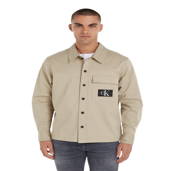 Calvin Klein Button Down Long-sleeve Cotton Shirt In Neutral