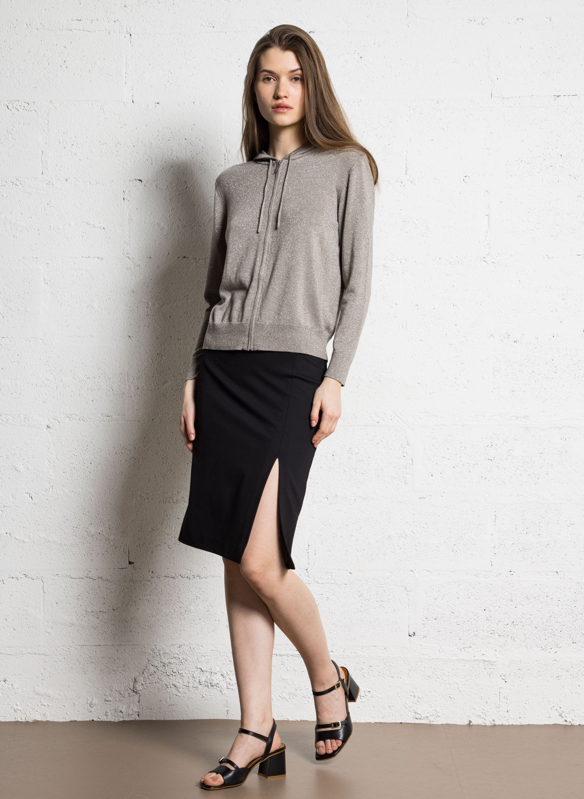 Cardigan à capuche zippé IKKS Beige