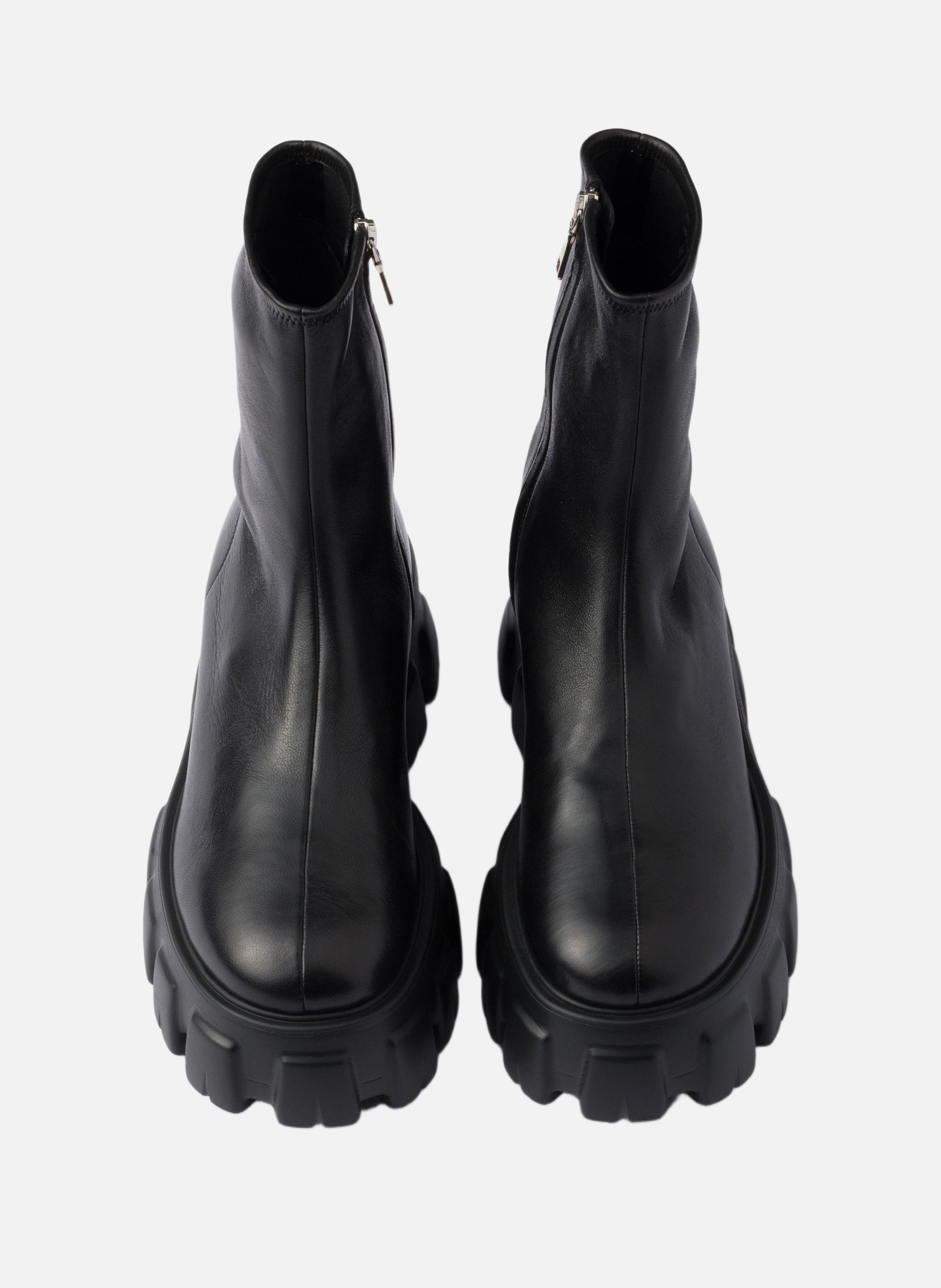 Bottines monolith en cuir nappa stretch PRADA Noir