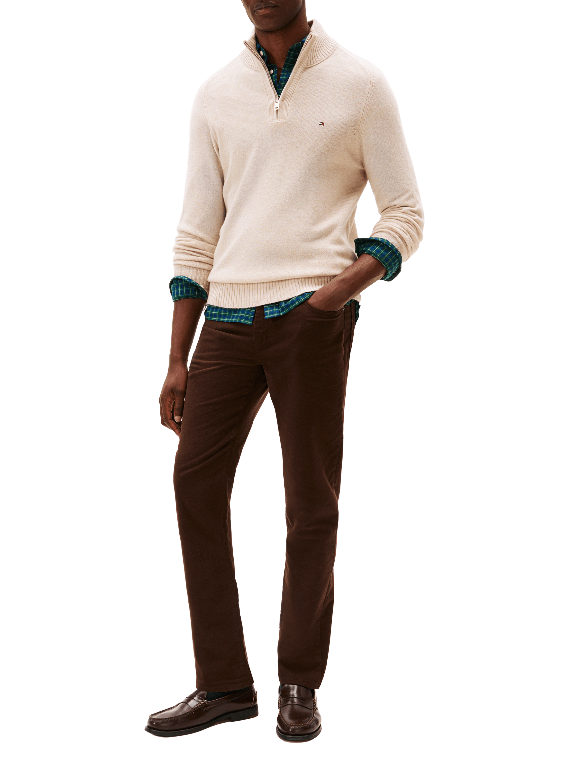 Wool zip-neck jumper TOMMY HILFIGER Beige