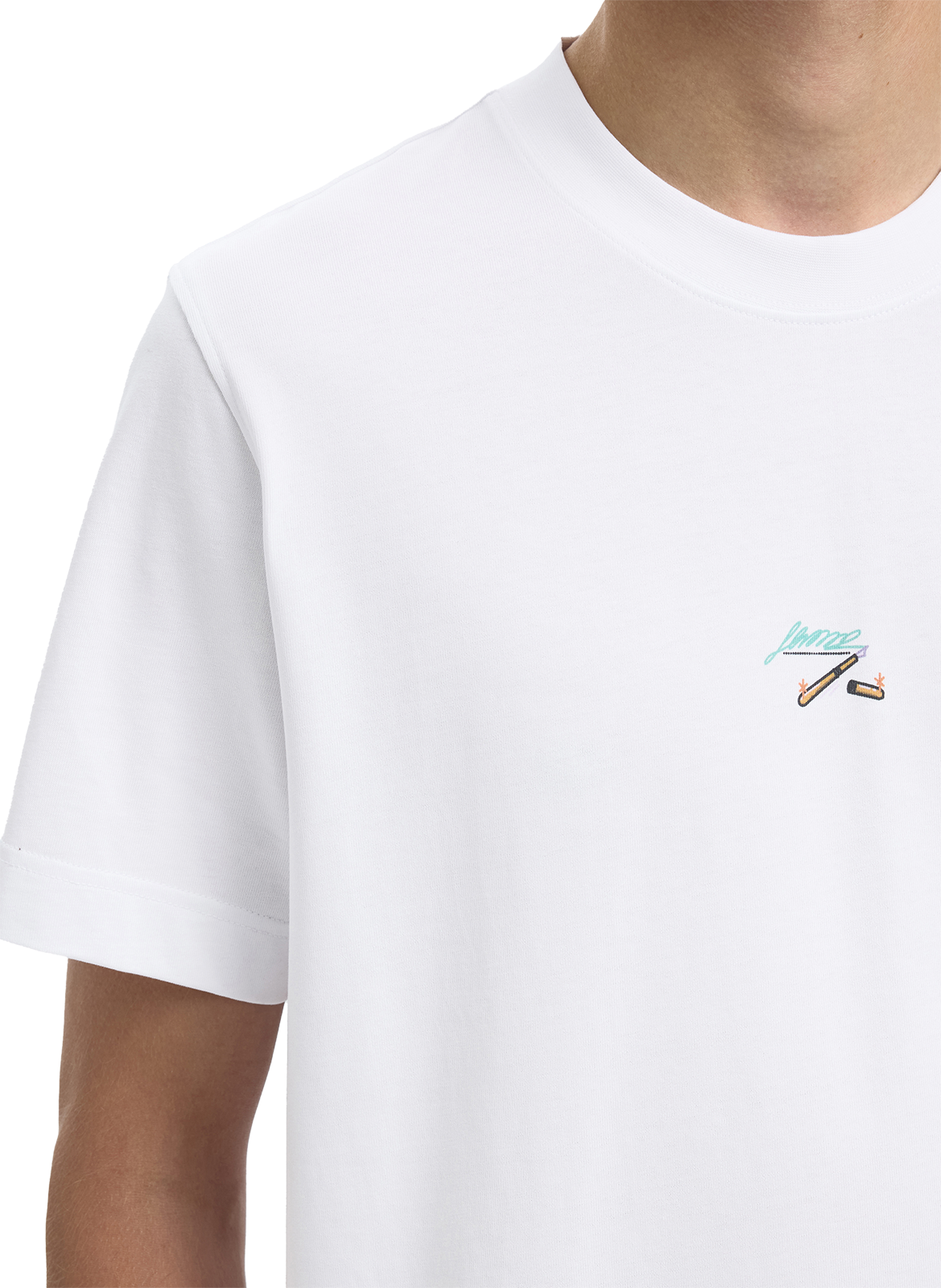 T-shirt droit imprimé en coton biologique SELECTED Blanc