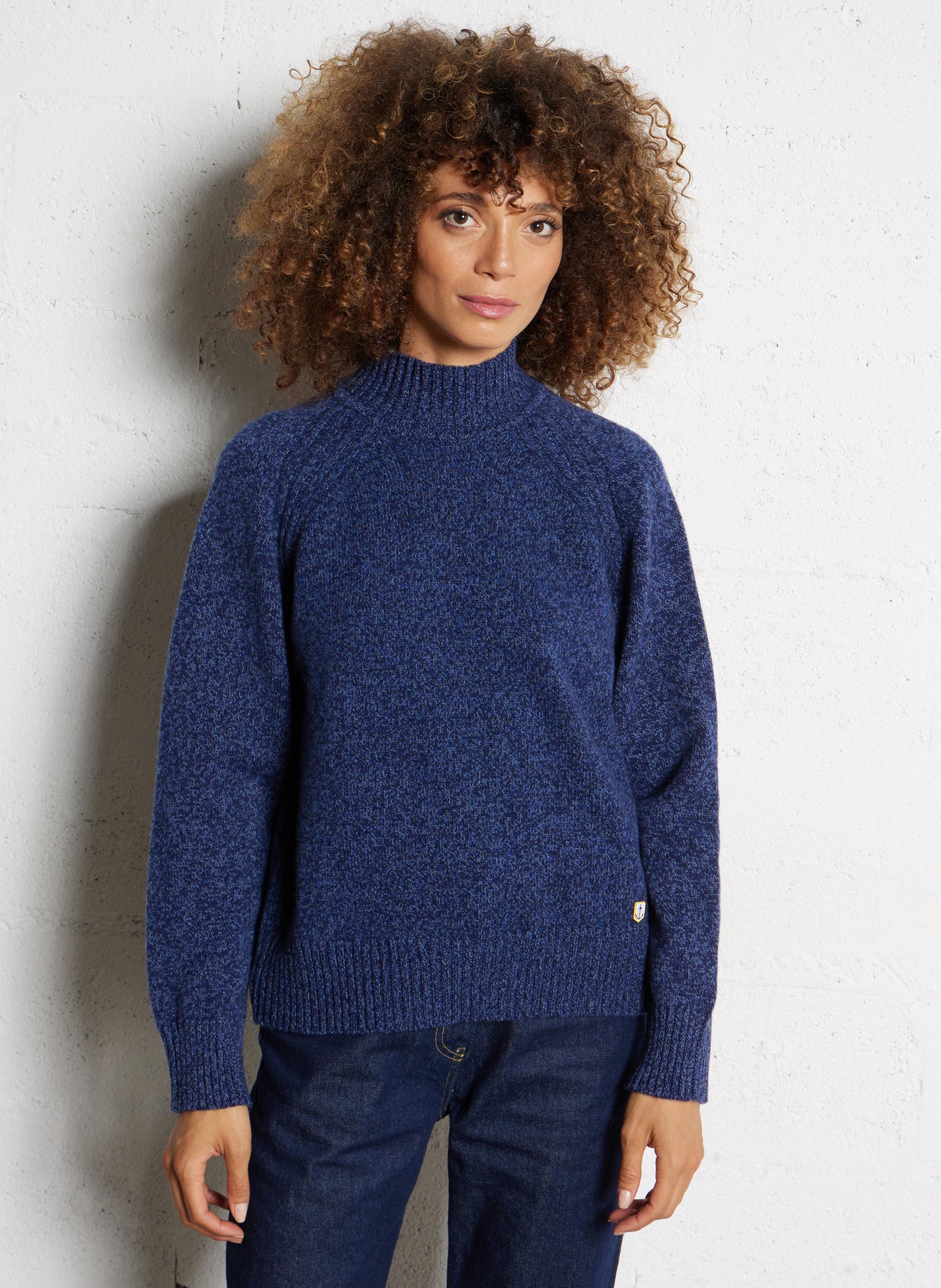 Pull droit col montant en laine heritage ARMOR-LUX Bleu