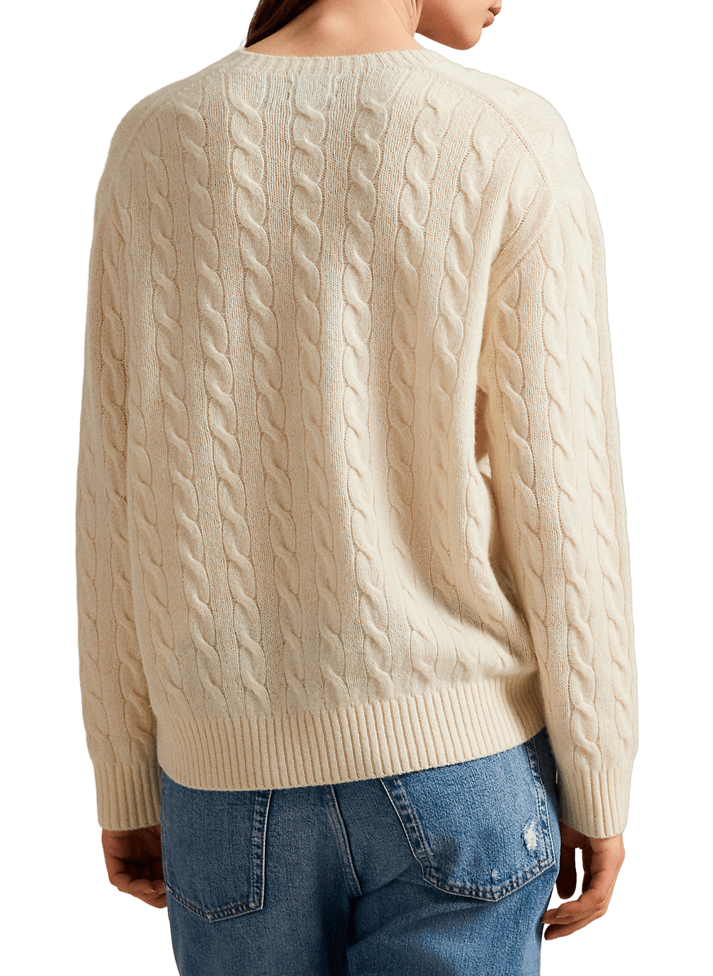 Pull col rond en laine et cachemire POLO RALPH LAUREN Beige