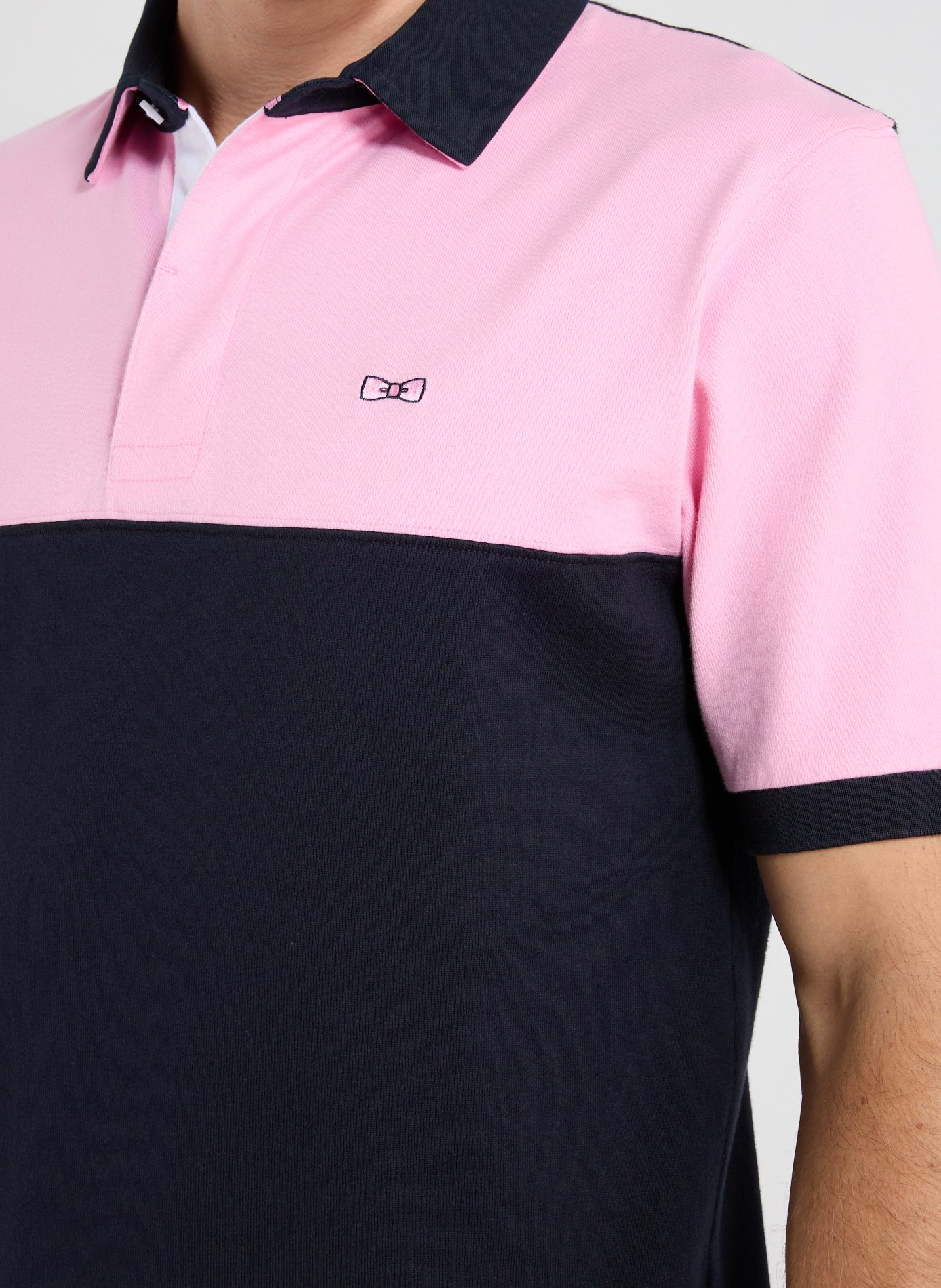 Short-sleeved embroidered cotton polo EDEN PARK Blue