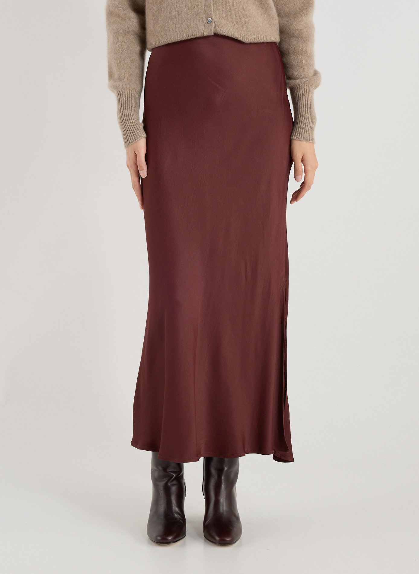 SUNCOO Satin midi skirt Red