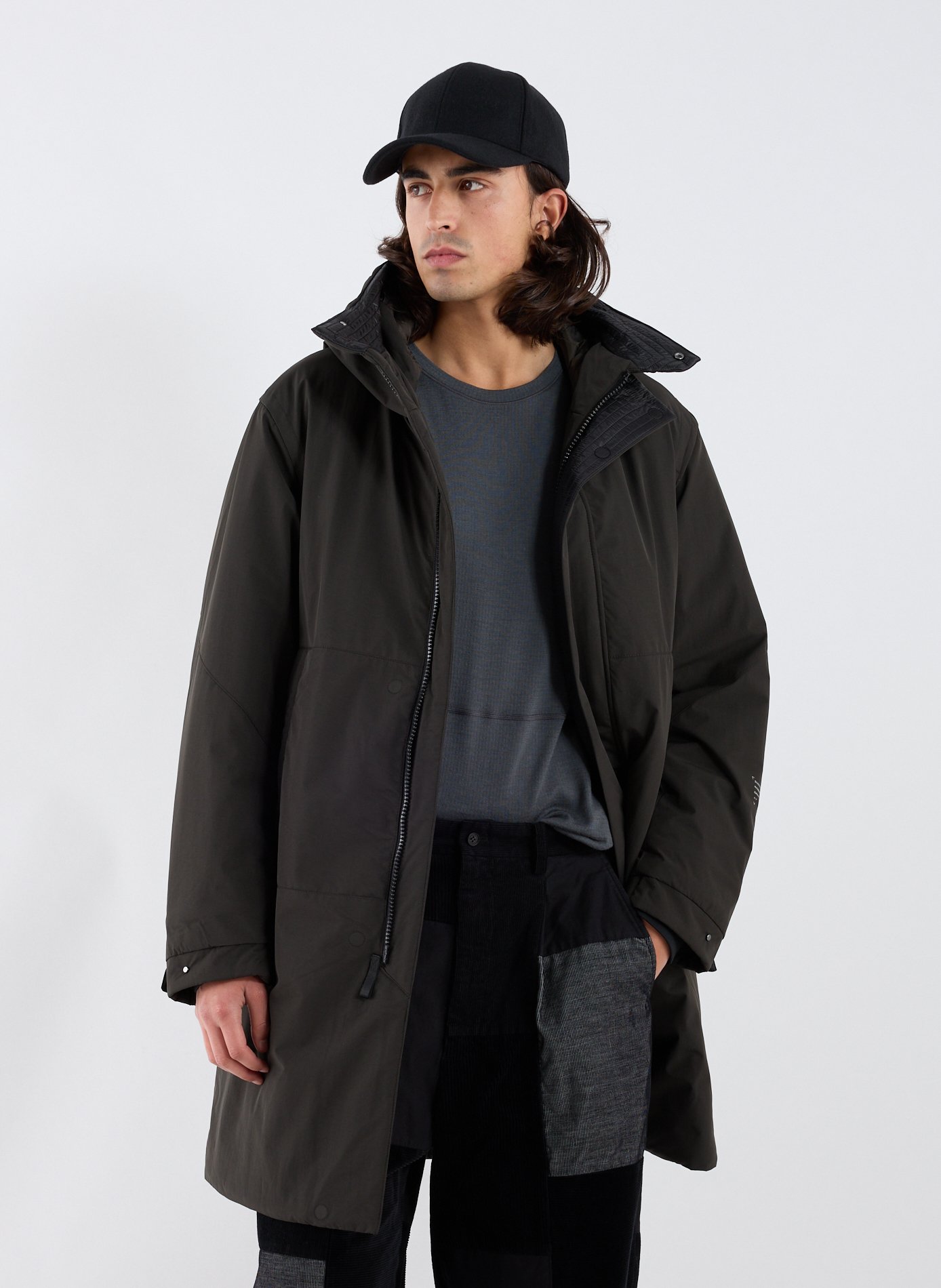 Mid-length hooded jacket KRAKATAU Khaki