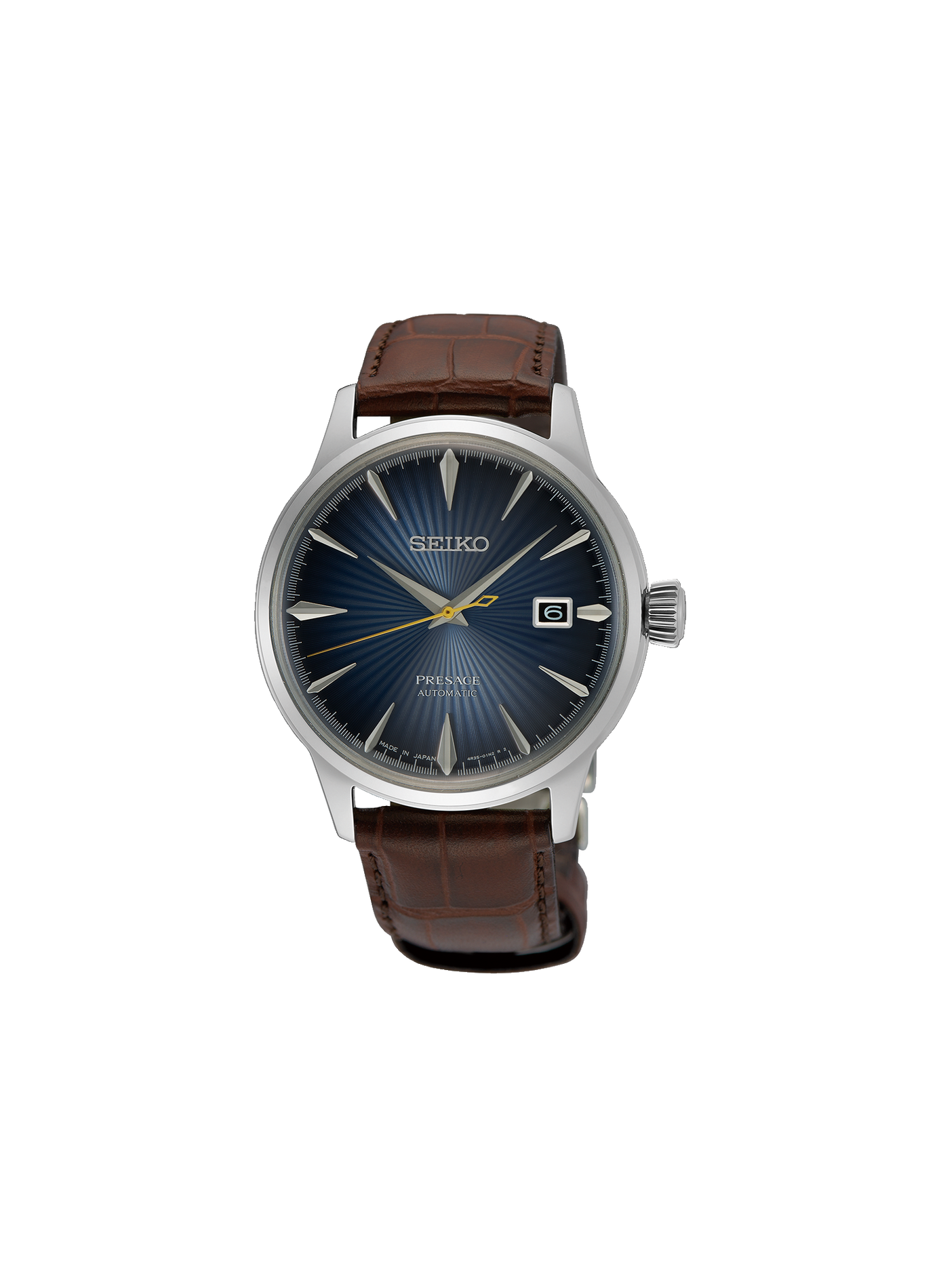 Montre automatique en cuir et acier inoxydable SEIKO Marron