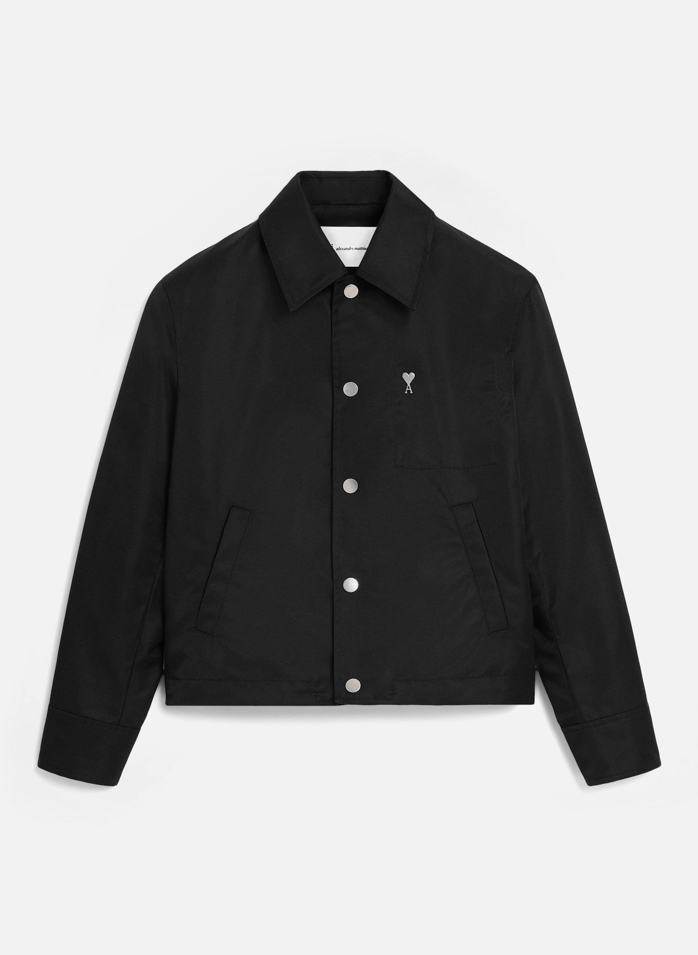 Blouson boutonné rivet ami de cœur unisexe en nylon AMI PARIS Noir