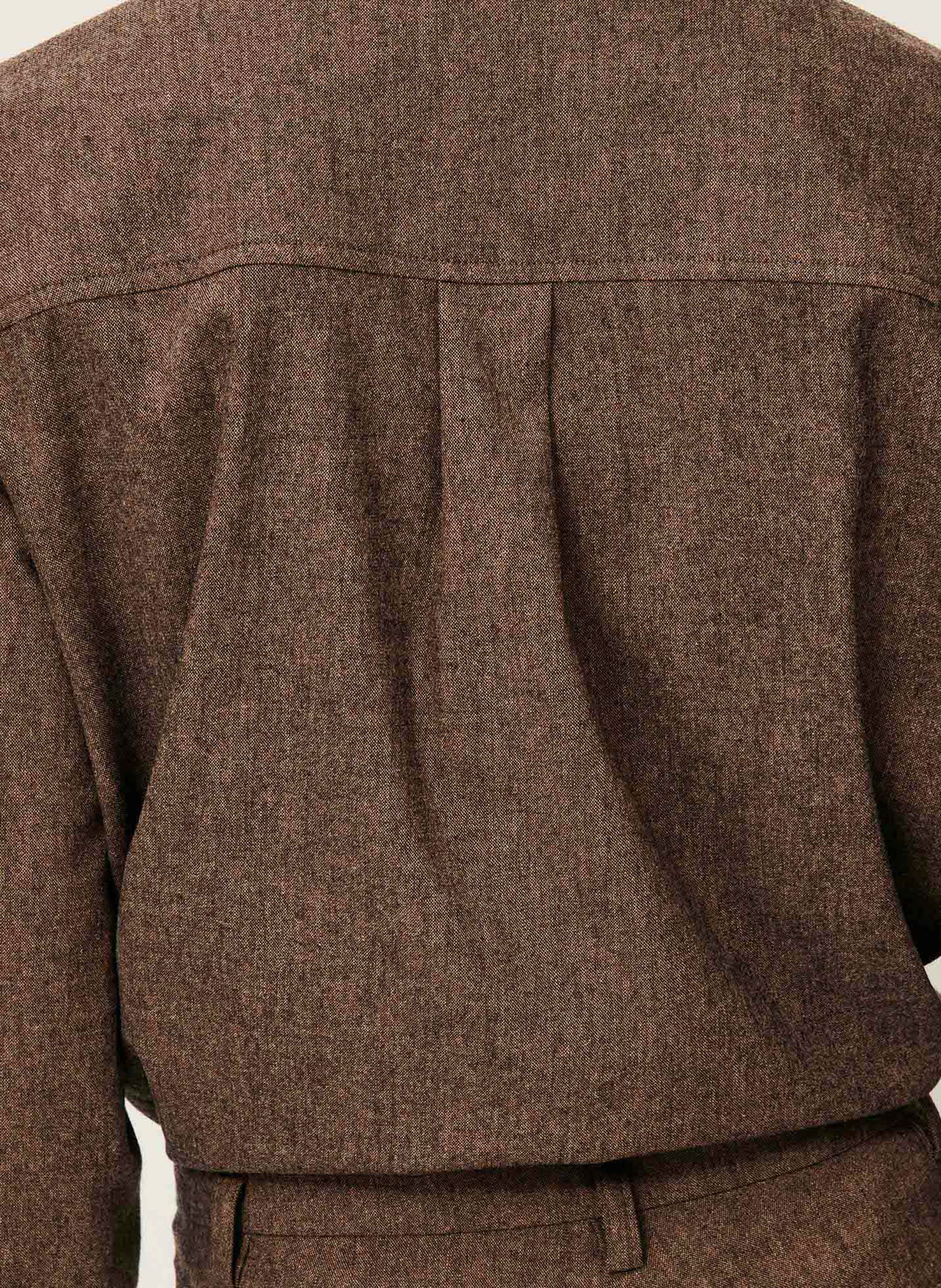 Chemise courte unie à poches plaquées theowool SESSUN Marron