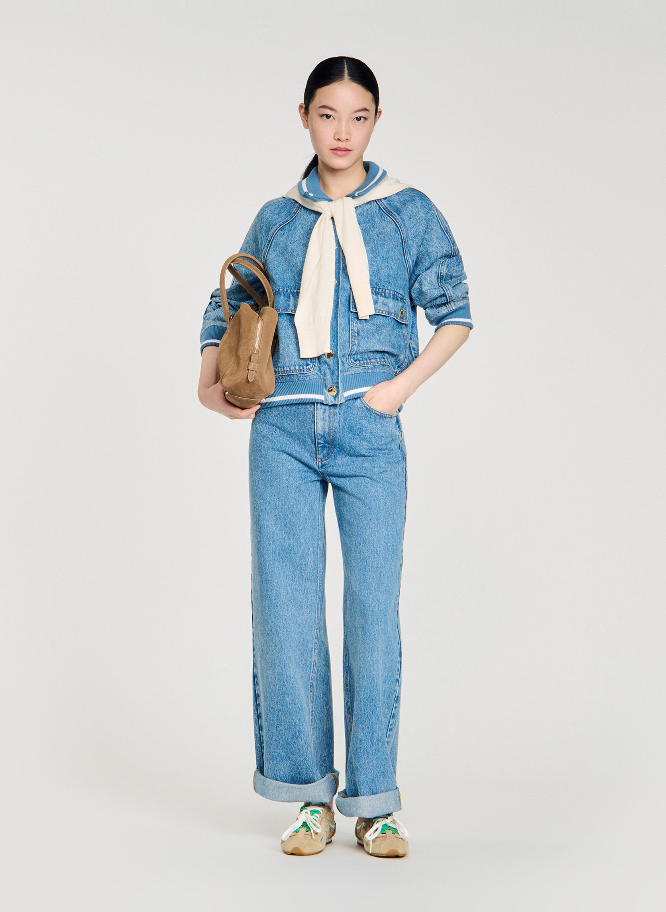 Jean large en coton SANDRO Bleu