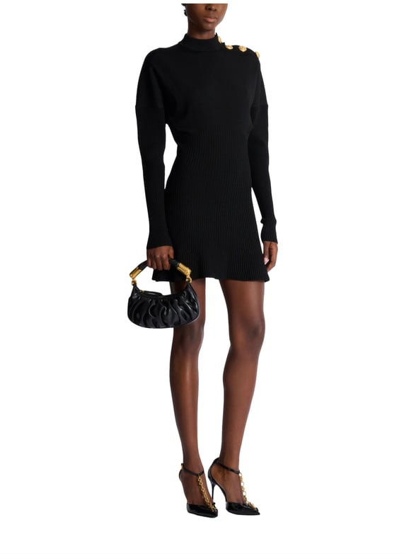 Balmain Paris Robe Robe courte en maille évasée Noir Balmain - Femme | Printemps.com