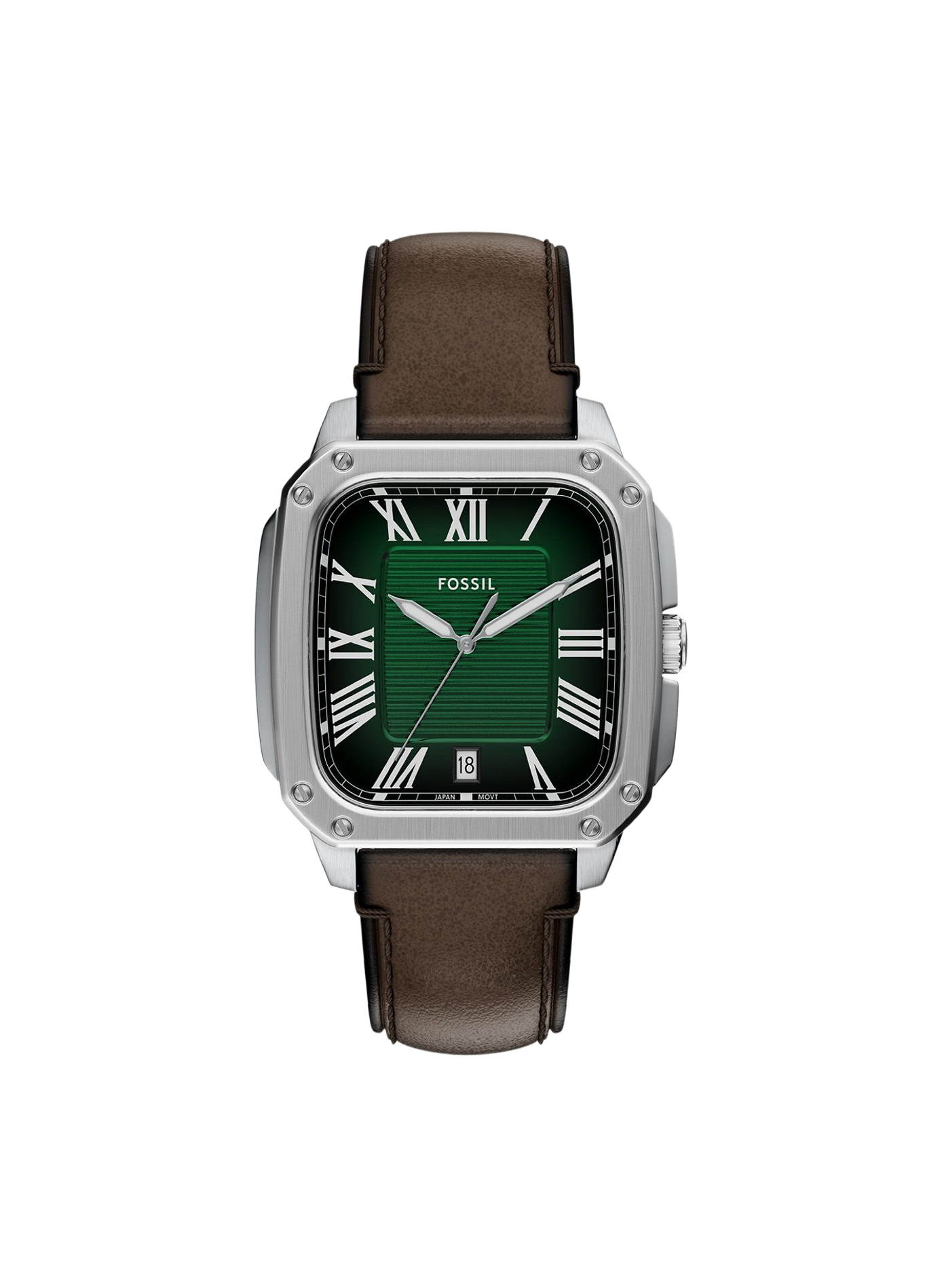 Montre Crossby bracelet en cuir FOSSIL Vert