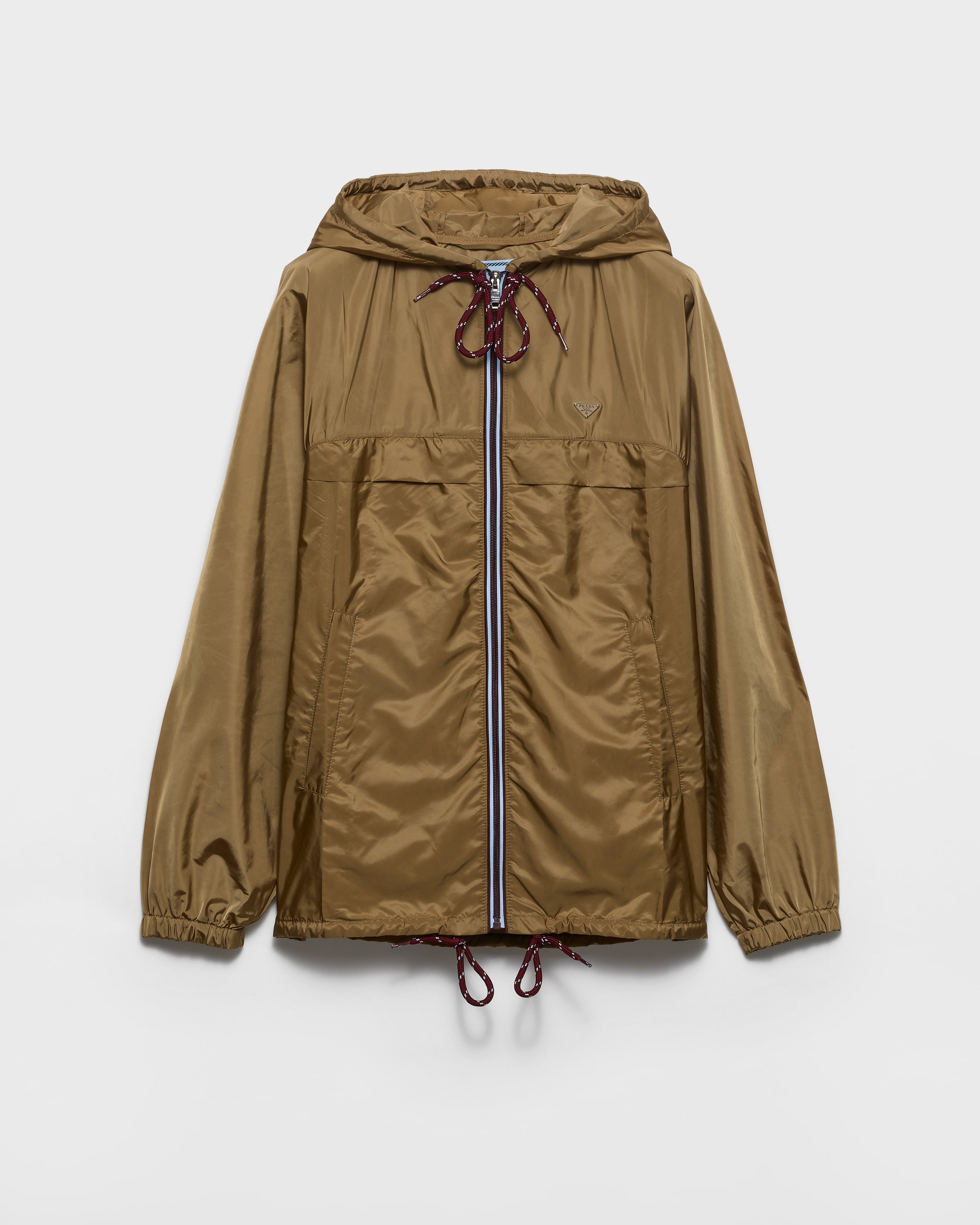 Imperméable à capuche en re-nylon léger PRADA Beige