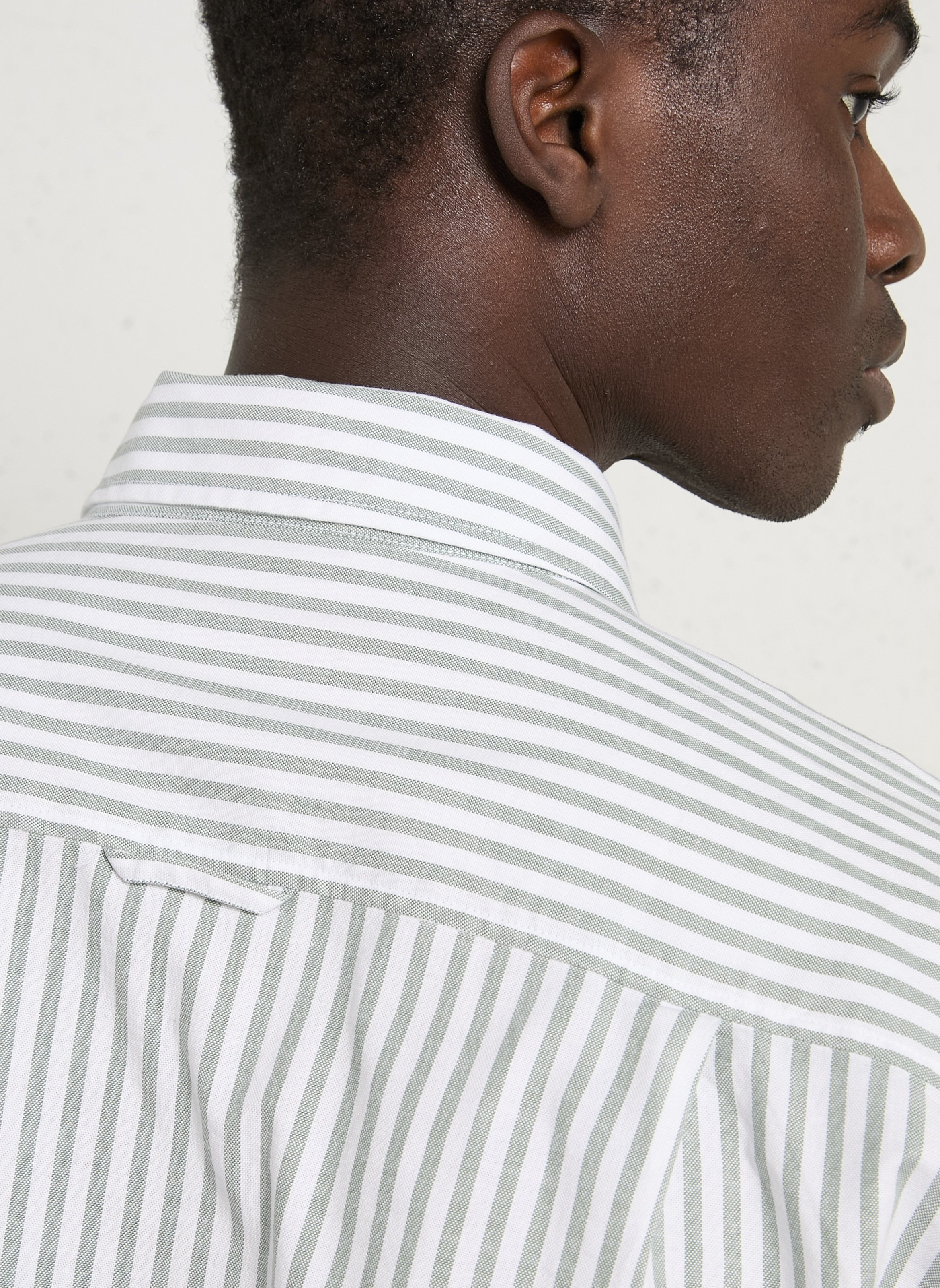 Chemise droite col classique en coton rayé ARMOR-LUX Vert