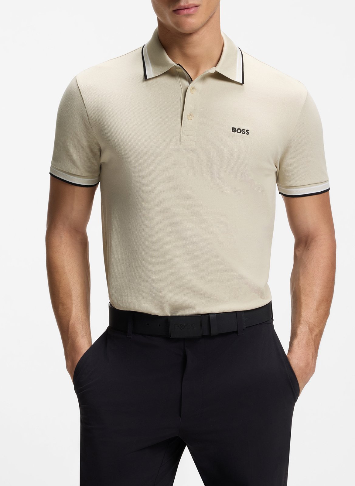 Polo regular fit en coton BOSS Beige