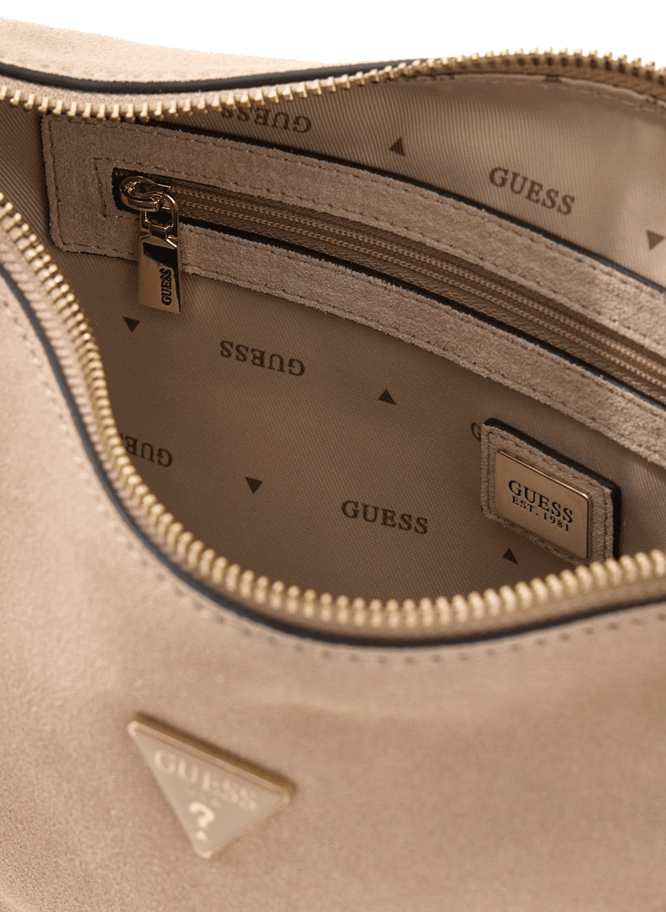 Borsa a mano in pelle grana. GUESS Beige