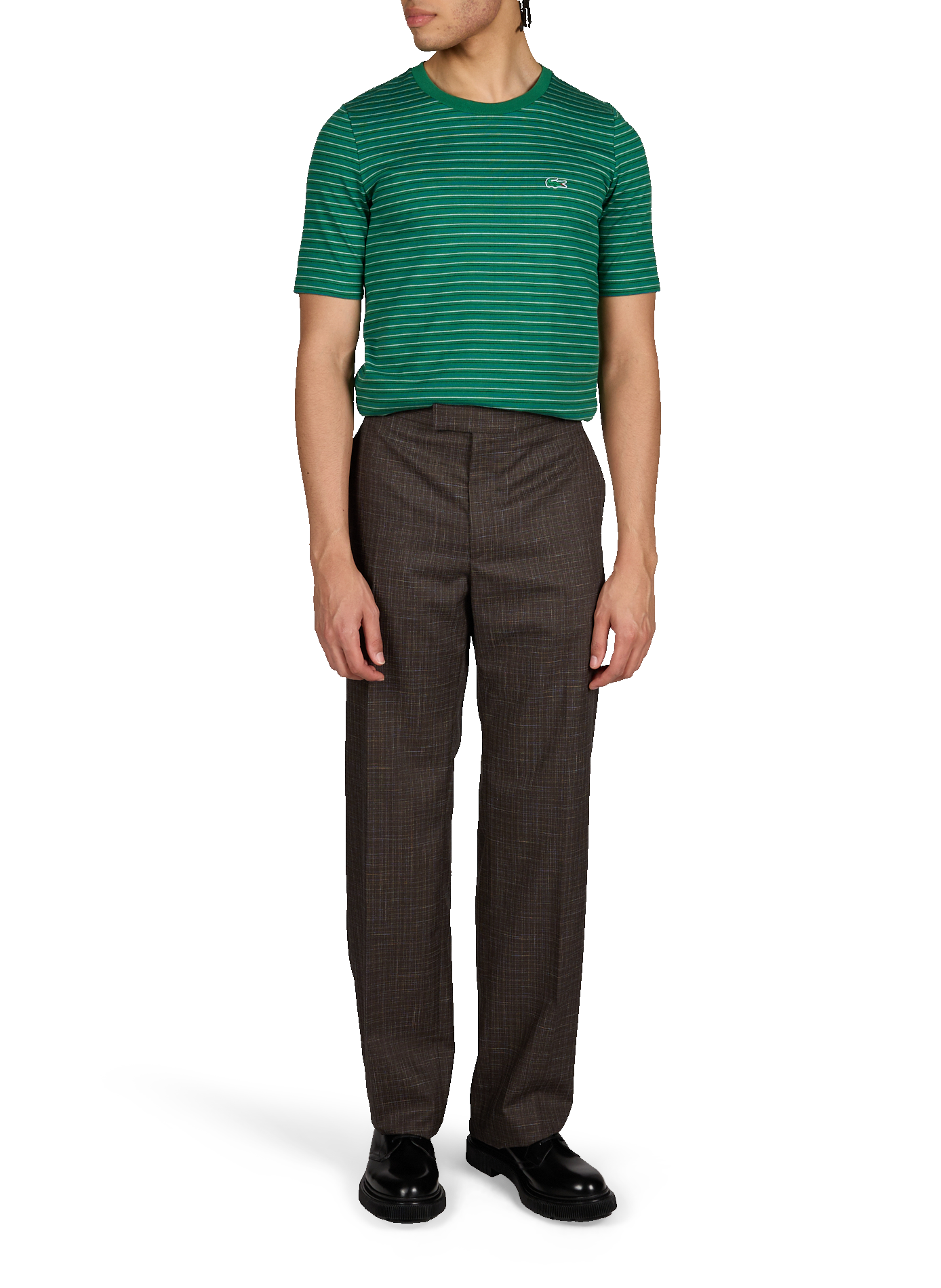 T-shirt à rayures en coton LACOSTE Vert