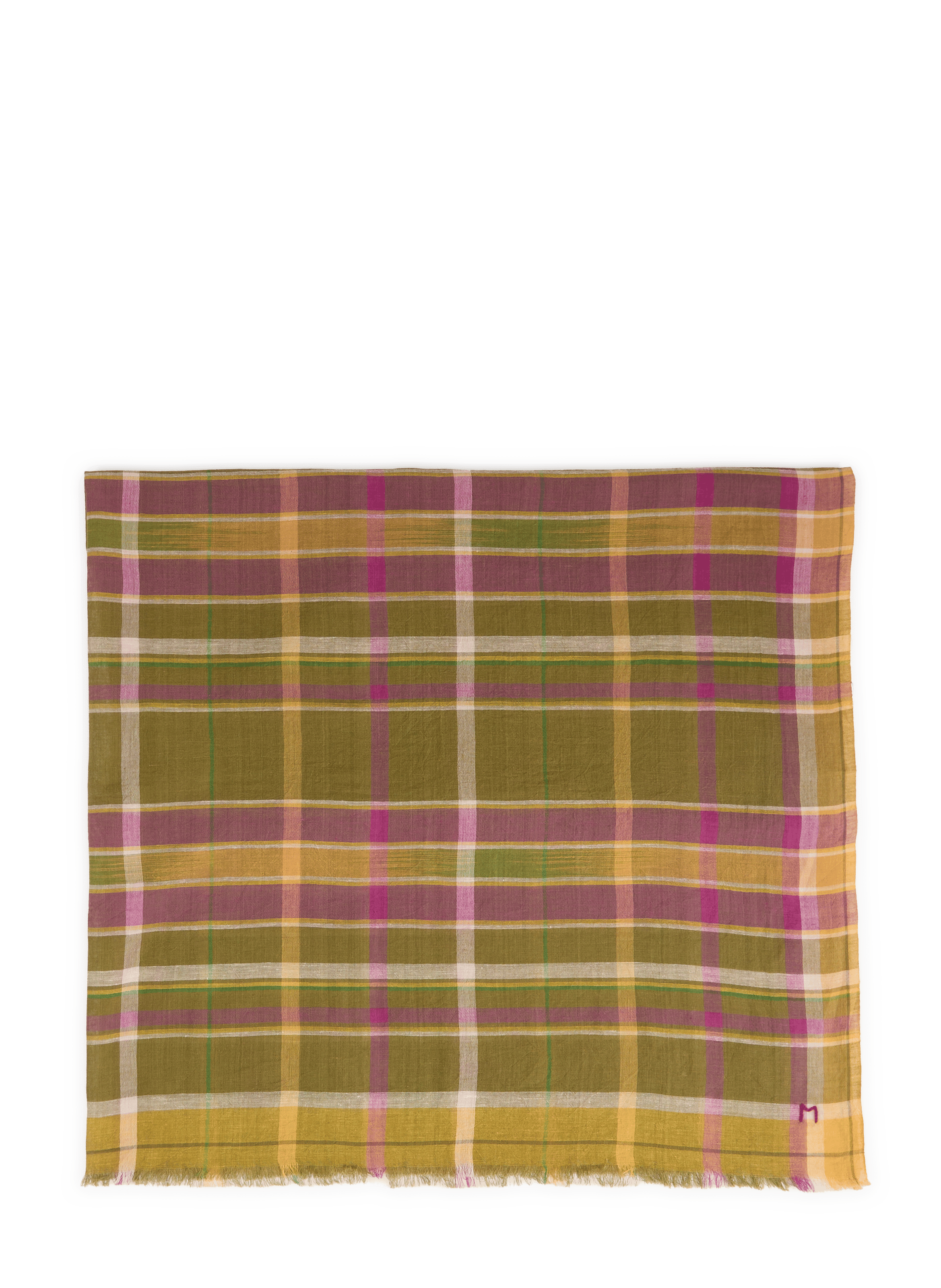 Foulard Mésange à carreaux en coton MOISMONT Vert