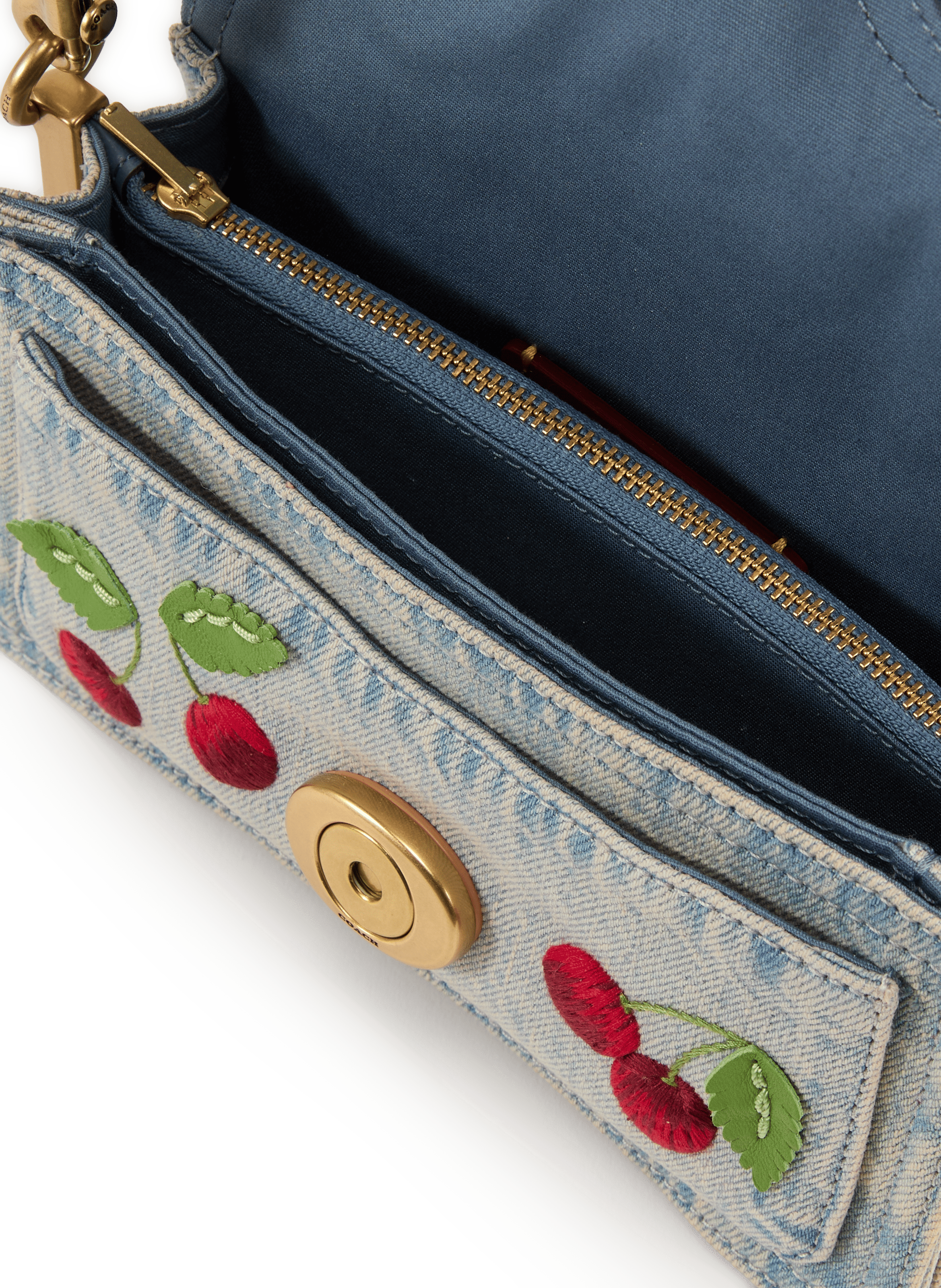 Bolso de mano bordado Tabby 20 de algodón y cuero COACH Azul