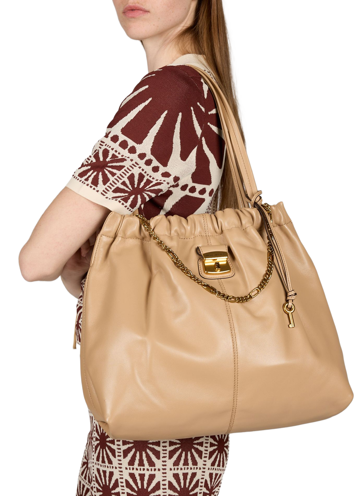 Sac The Cristina Tote en cuir MARC JACOBS Marron