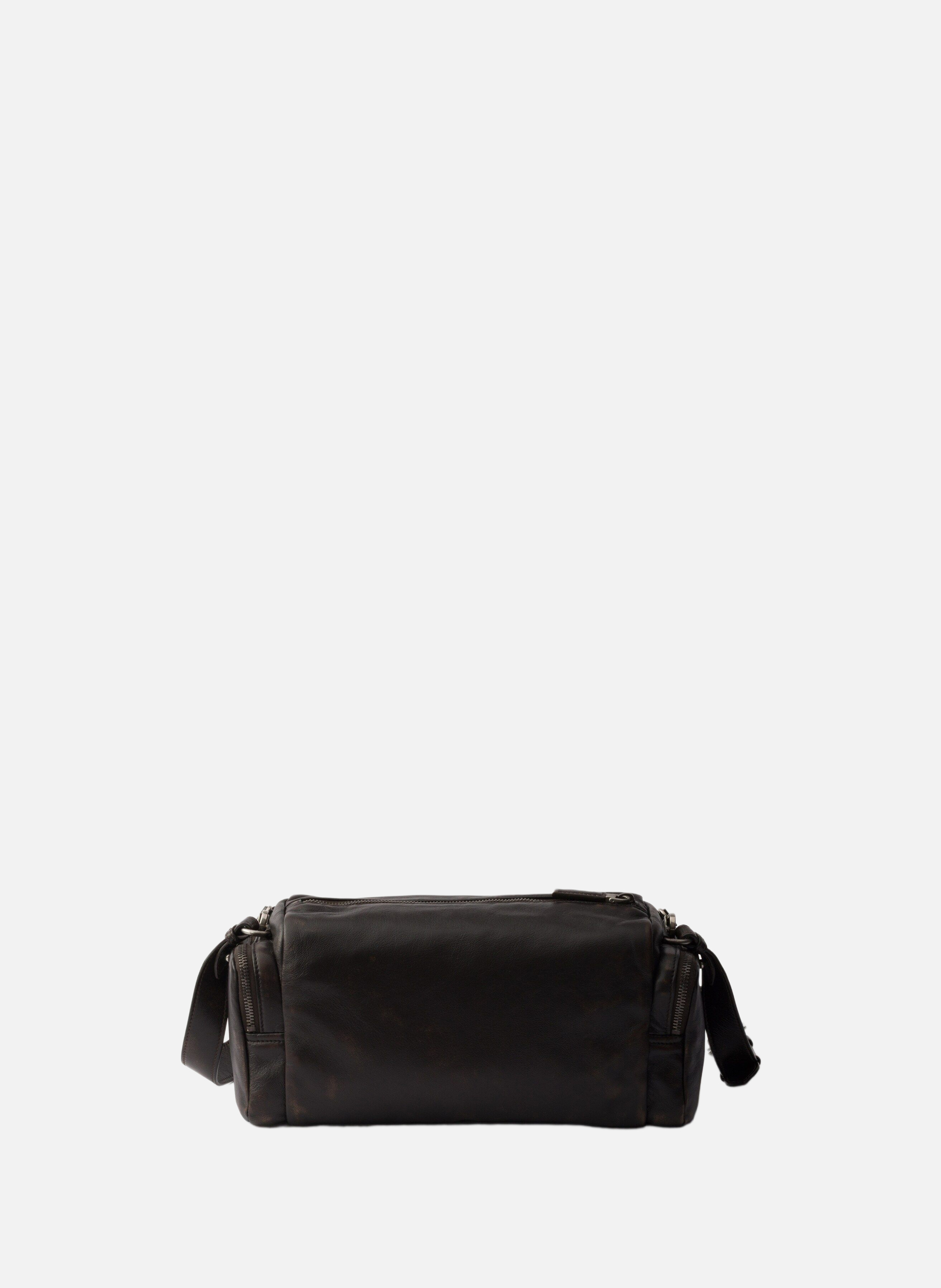 Sac porté épaule en cuir nappa vieilli Marron