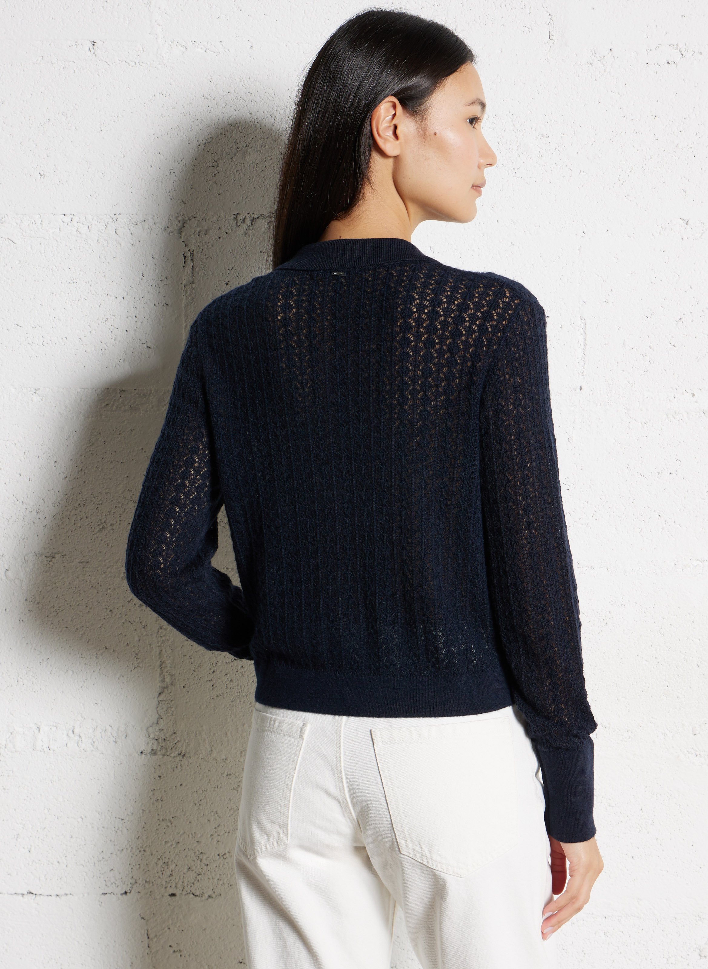 Cardigan droit col classique IKKS Bleu