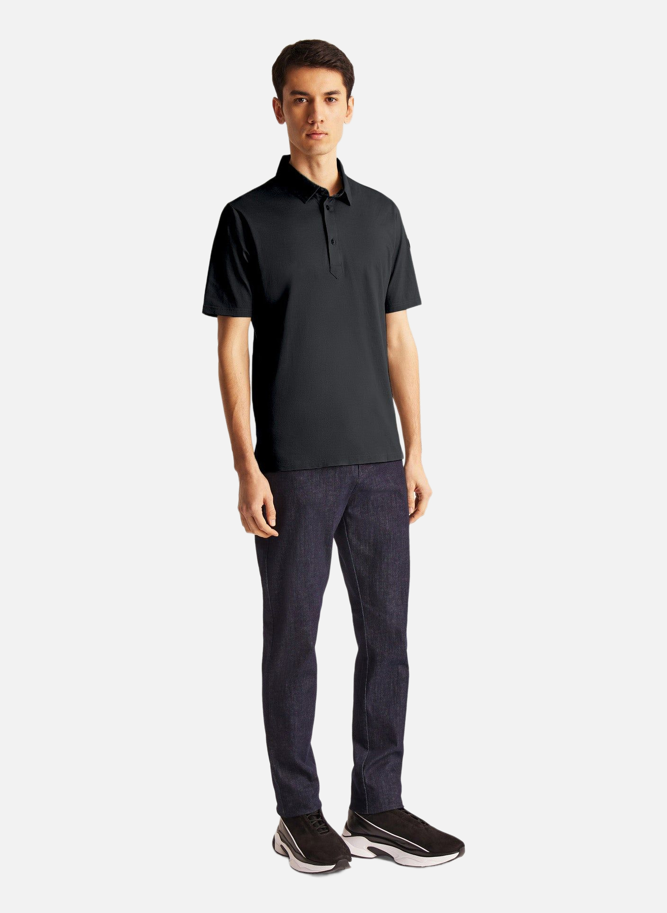 Polo manches courtes germain col chemise coupe regular FUSALP Noir
