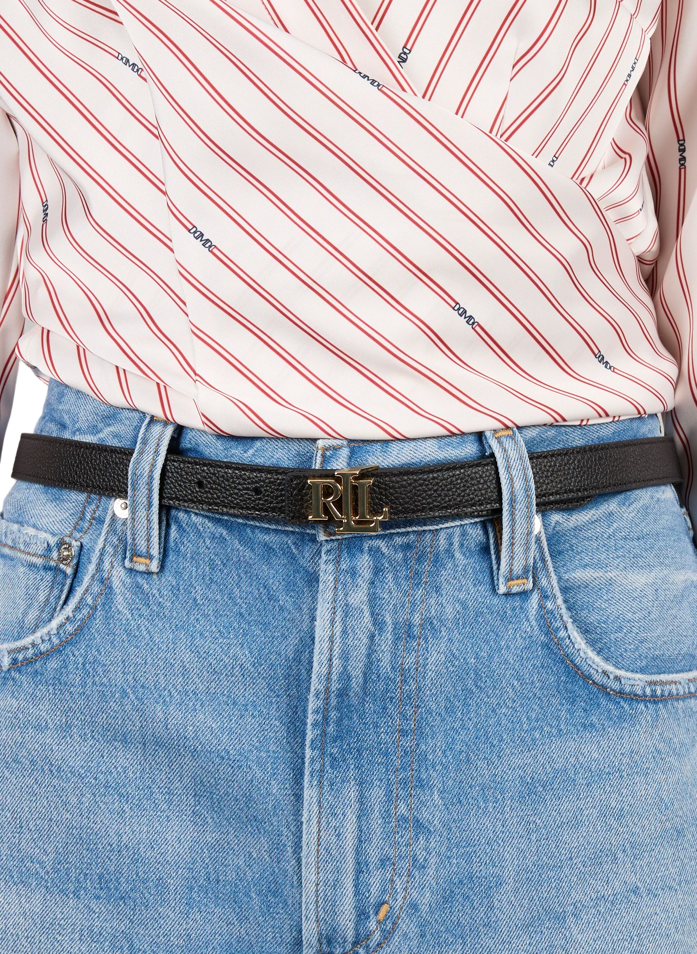 Leather logo belt LAUREN Black