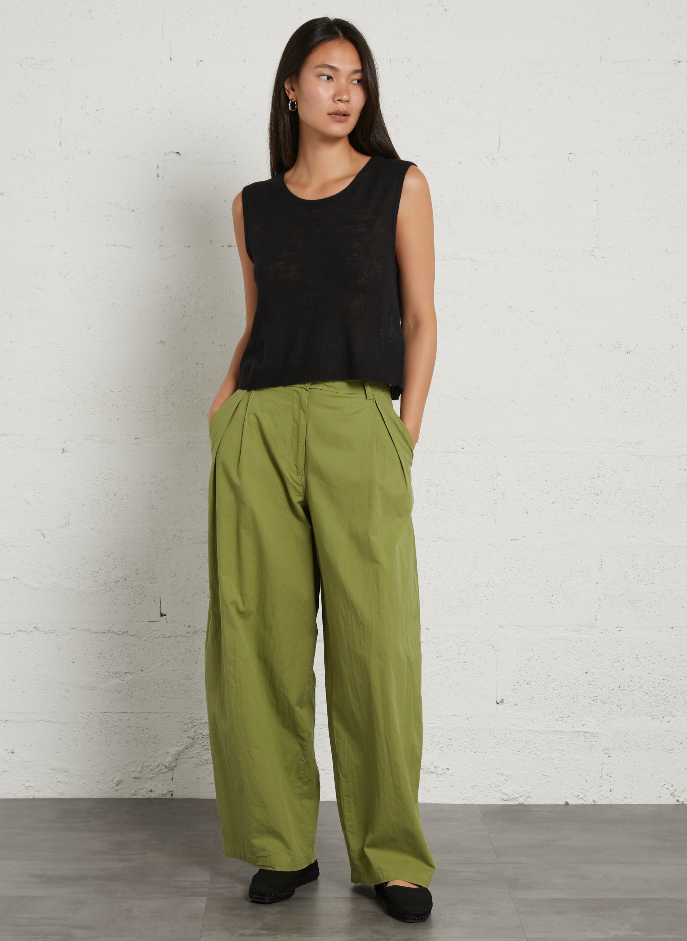 Pantalon large en coton hopratown AMERICAN VINTAGE Marron