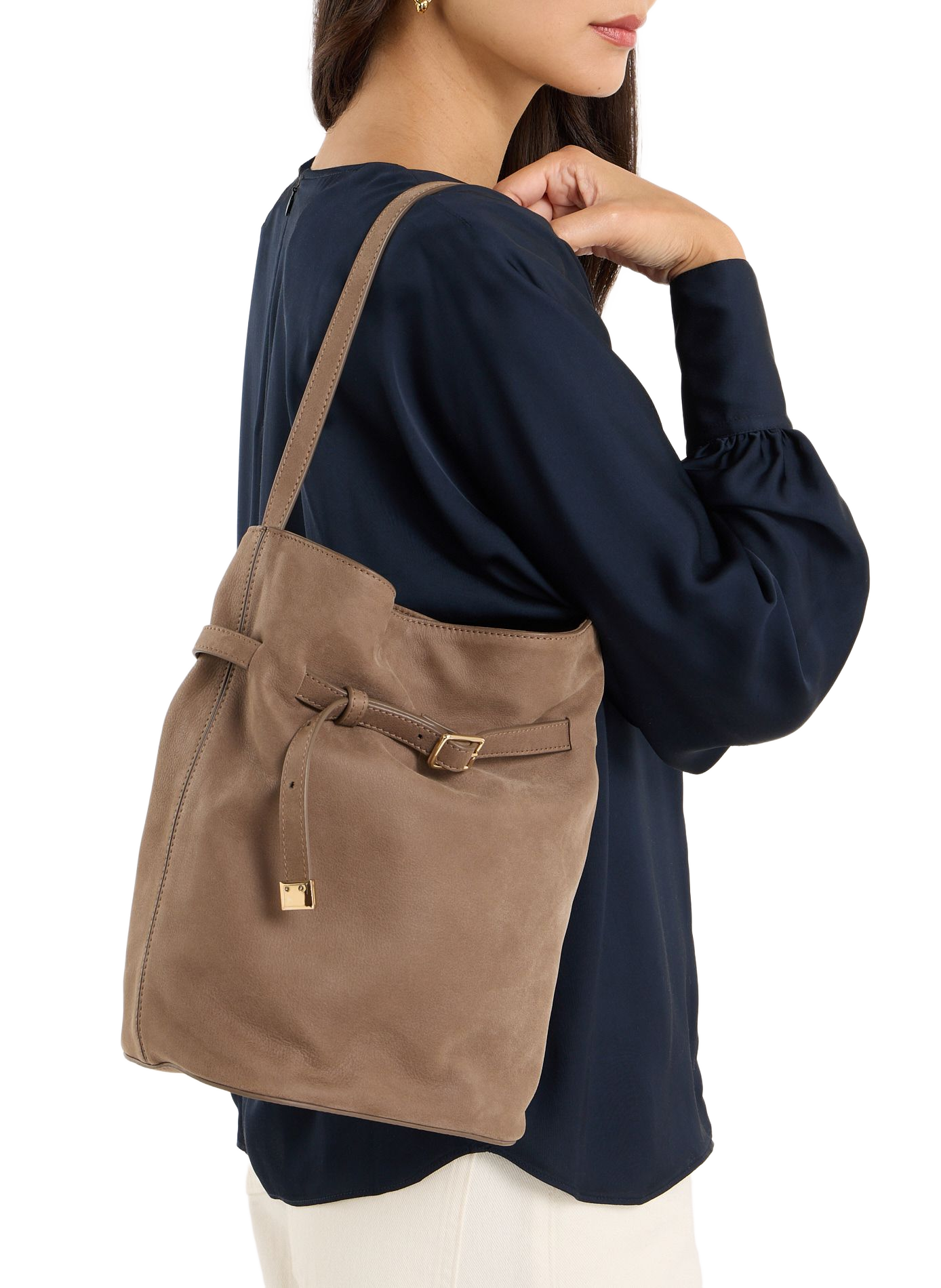 Sac seau Ischi en cuir suédé SAISON 1865 Gris