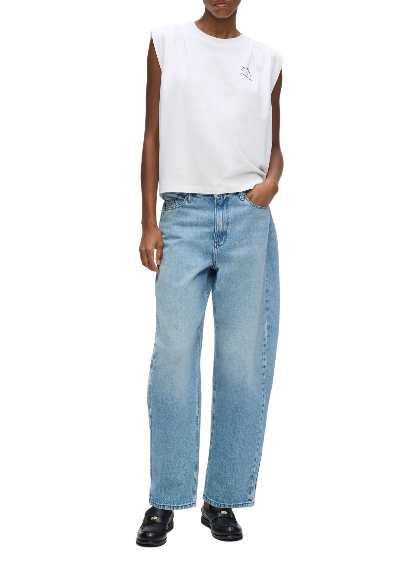 Pantalón ancho de algodón KARL LAGERFELD Azul