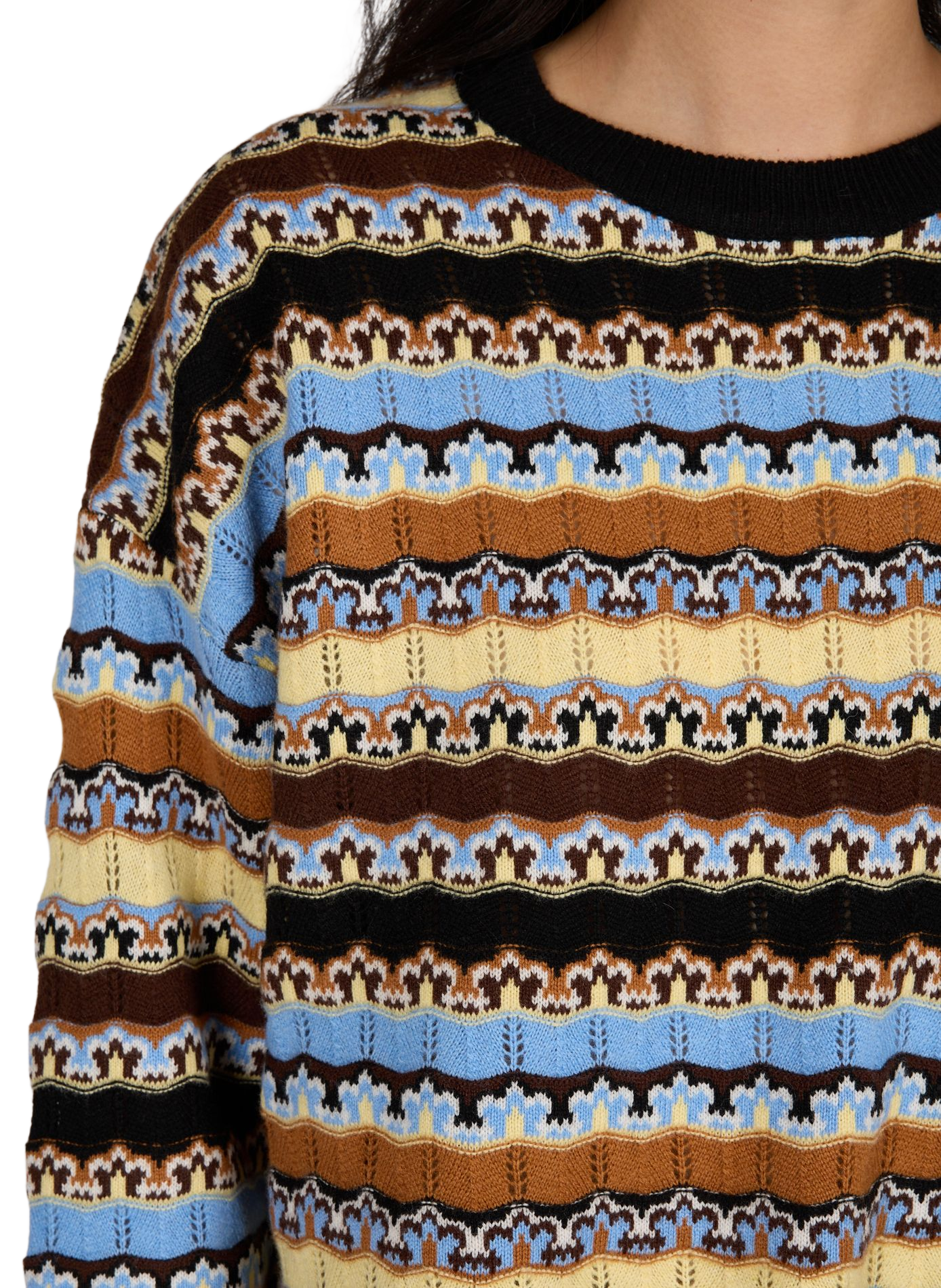 Weiter Pullover mit Print aus Wollmischung SUNCOO Braun