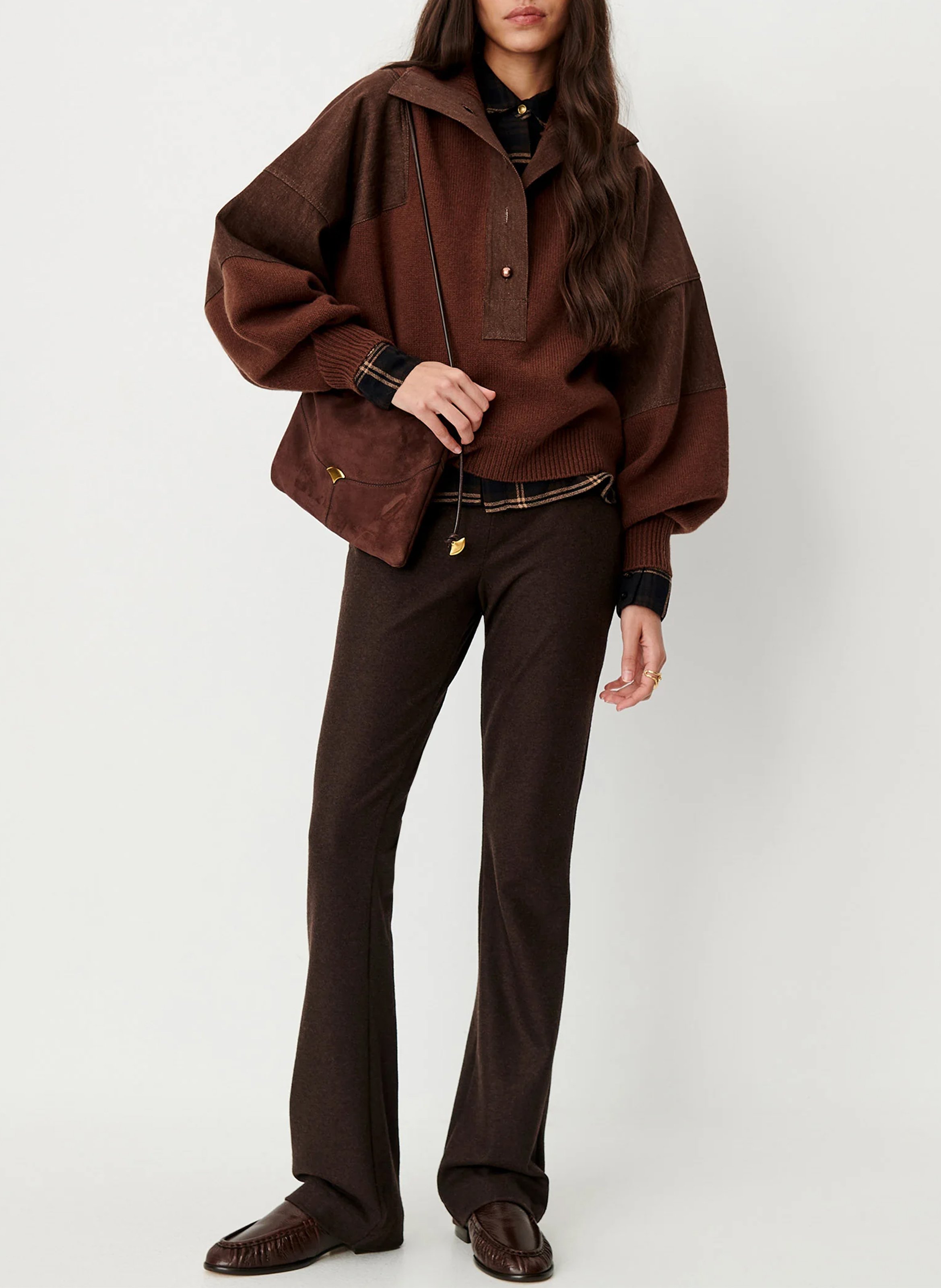 Sac pochette porté épaule en cuir divio pouch SESSUN Marron
