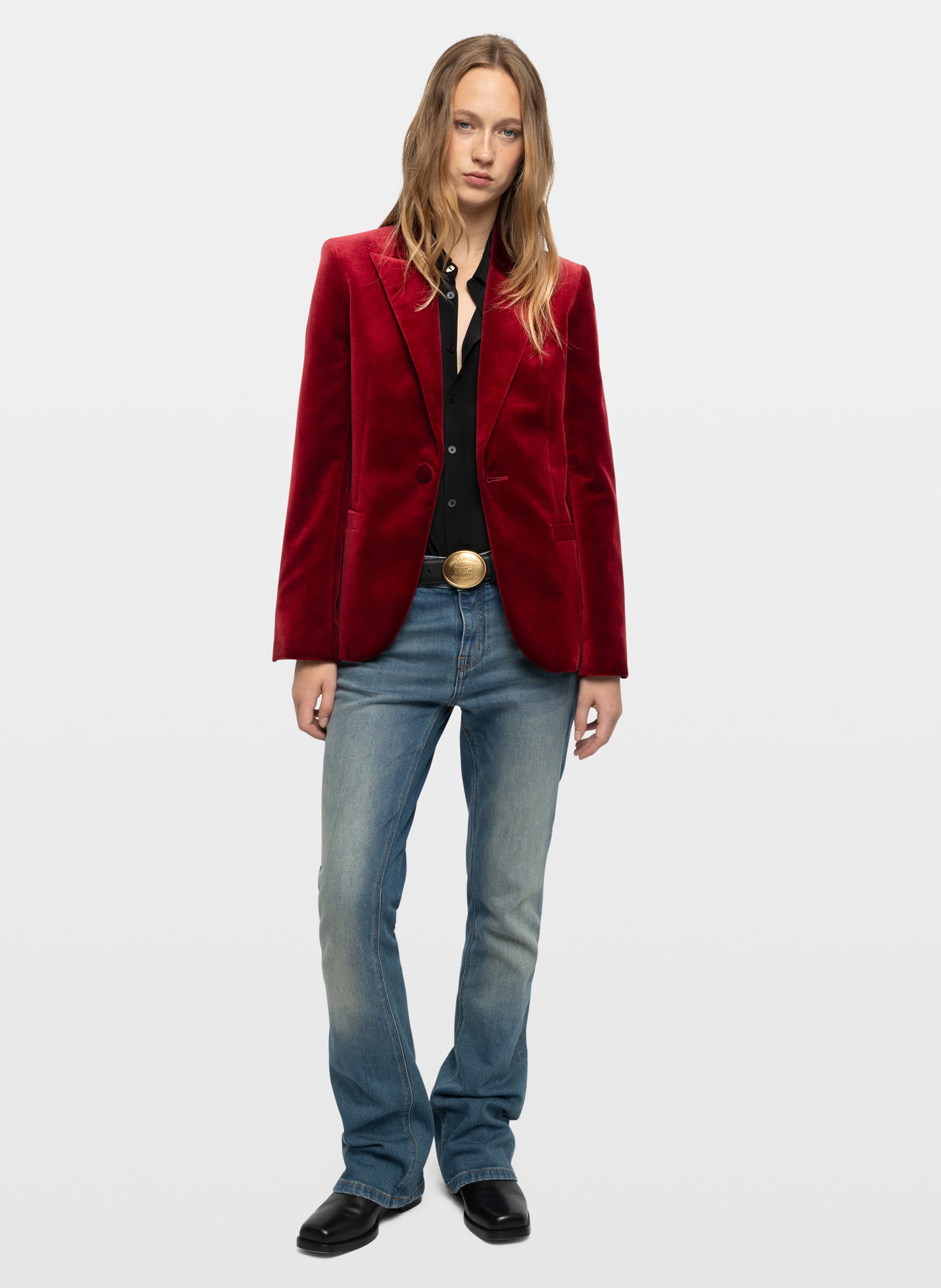 Aansluitend fluwelen katoenen blazer. ZADIG&VOLTAIRE Rood