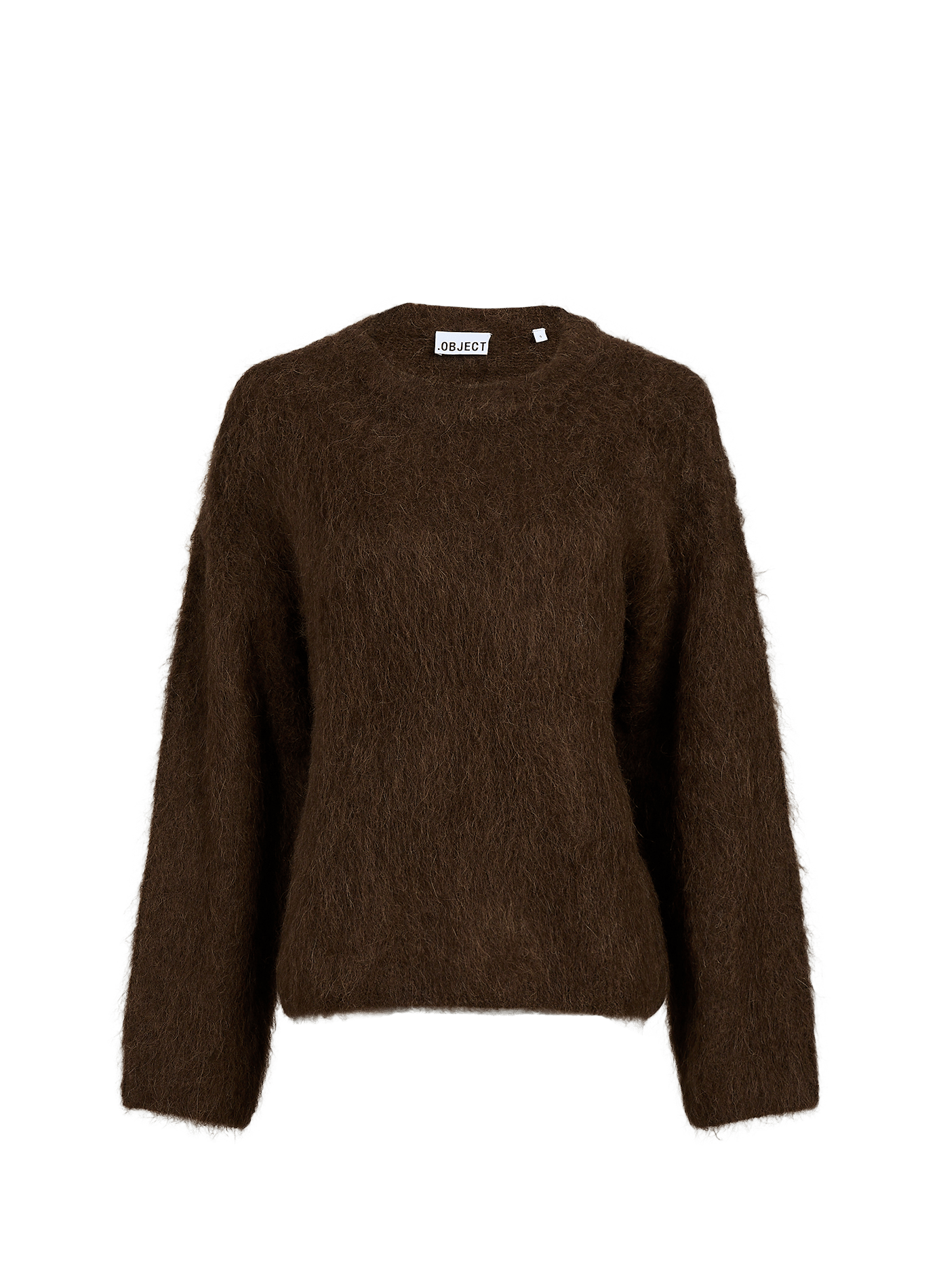 Oversized round neck sweater OBJECT Brown