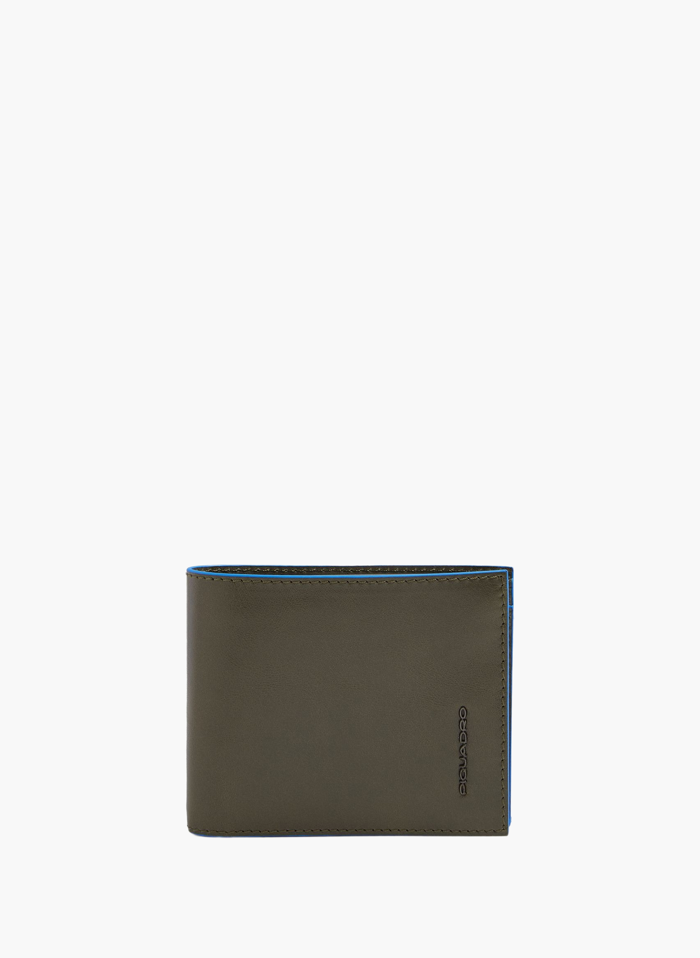 Men's rfid leather wallet, 2 card slots PIQUADRO Green
