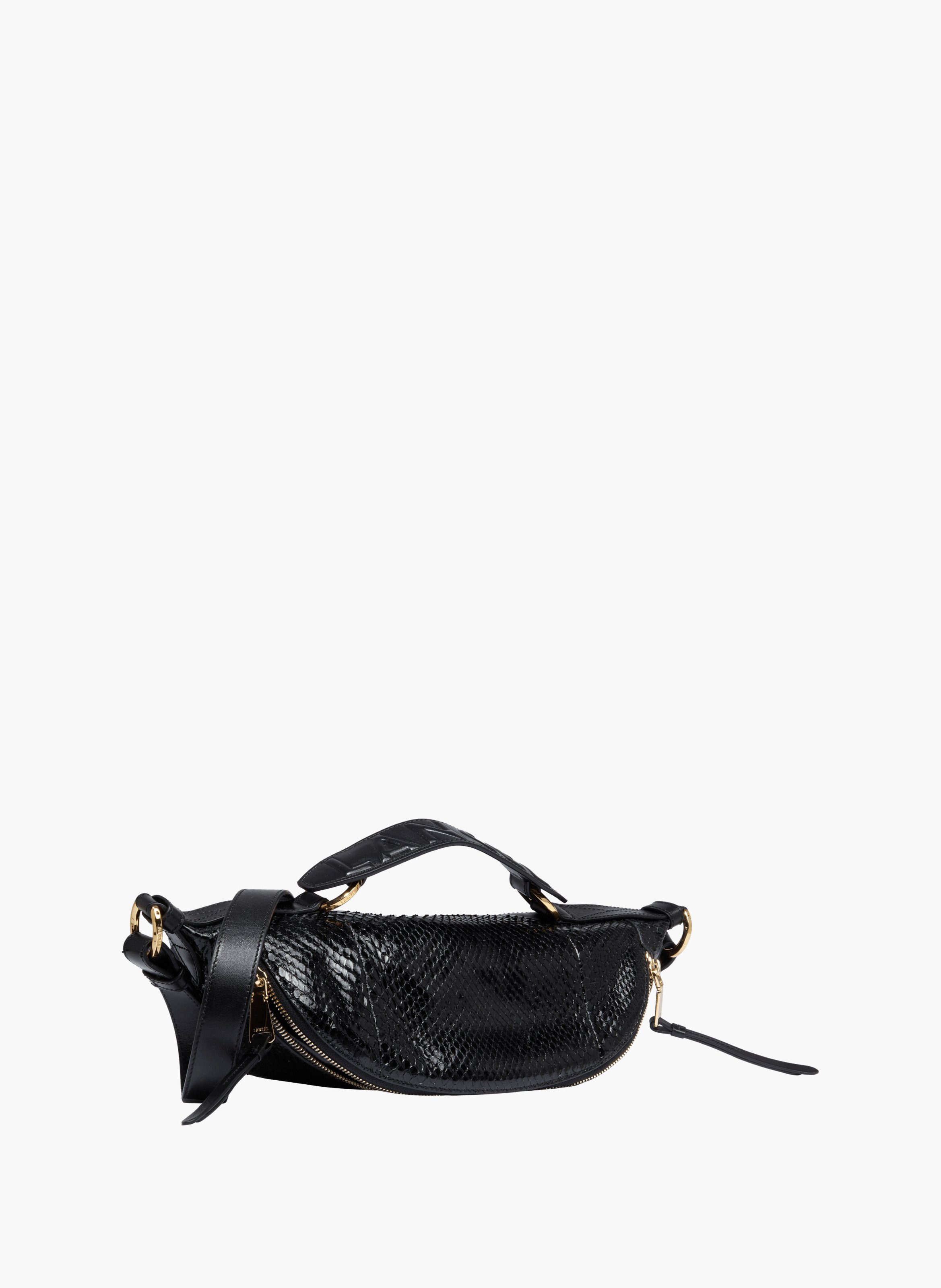 Sac origami porté croisé noir en python et cuir de vachette LANCEL Noir