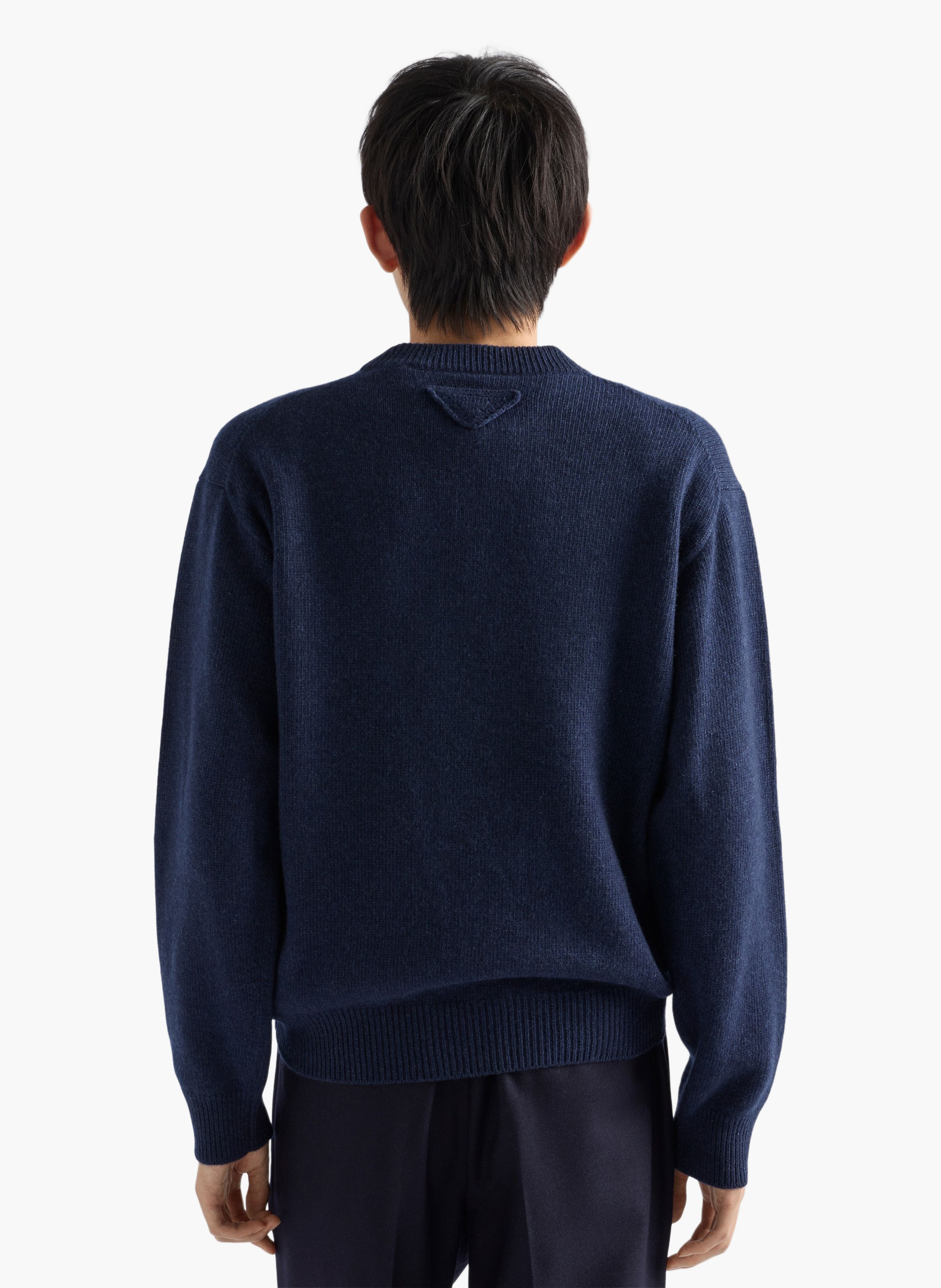Pull à col rond en re-cashmere PRADA Bleu