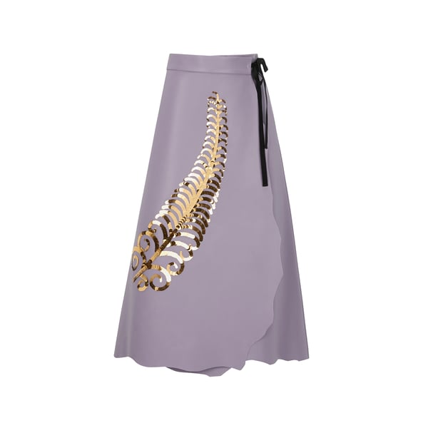 Jupe à broderies et sequins en cuir