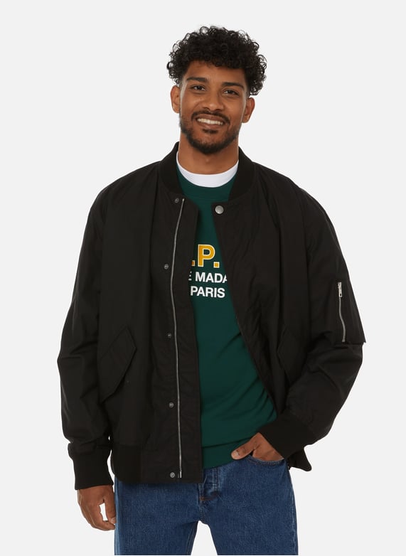 Plain black bomber jacket mens hot sale